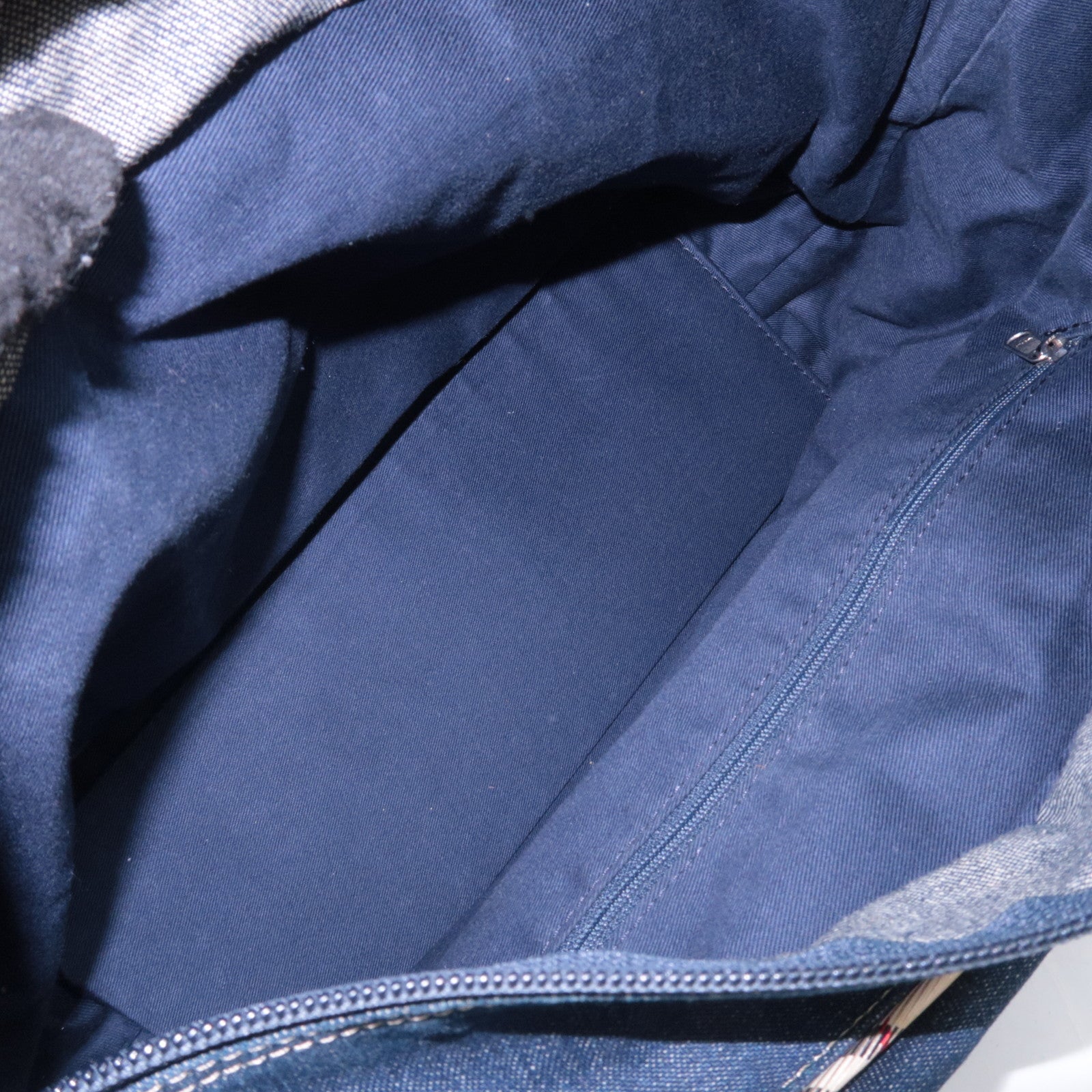 BURBERRY Blue Label Nova Plaid Denim Shoulder Bag Blue Beige