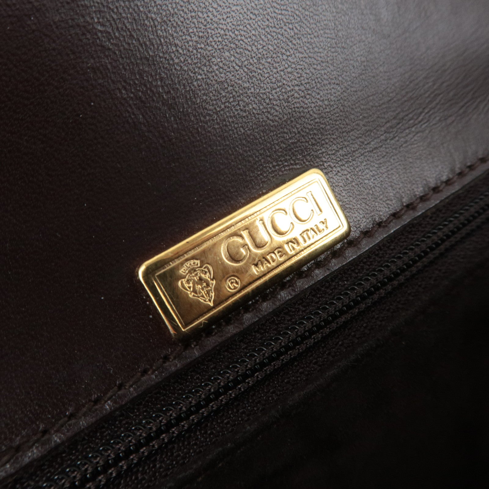 GUCCI Old Gucci Bamboo Leather Handbag Brown