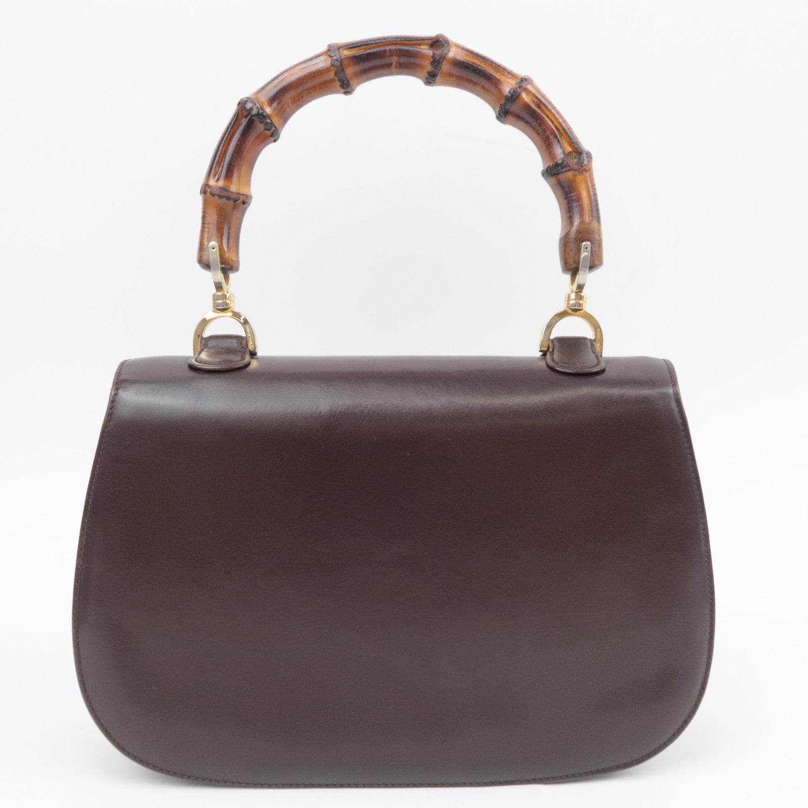 GUCCI Old Gucci Bamboo Leather Handbag Brown