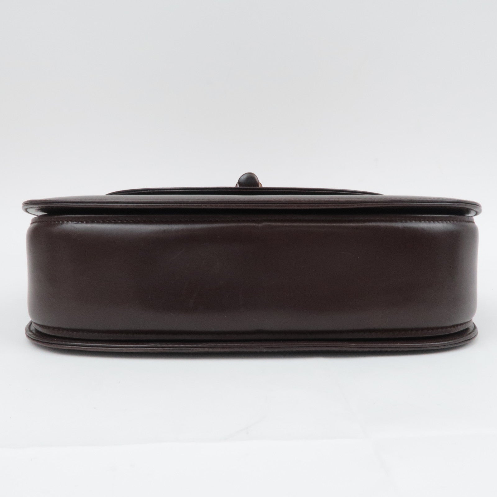 GUCCI Old Gucci Bamboo Leather Handbag Brown