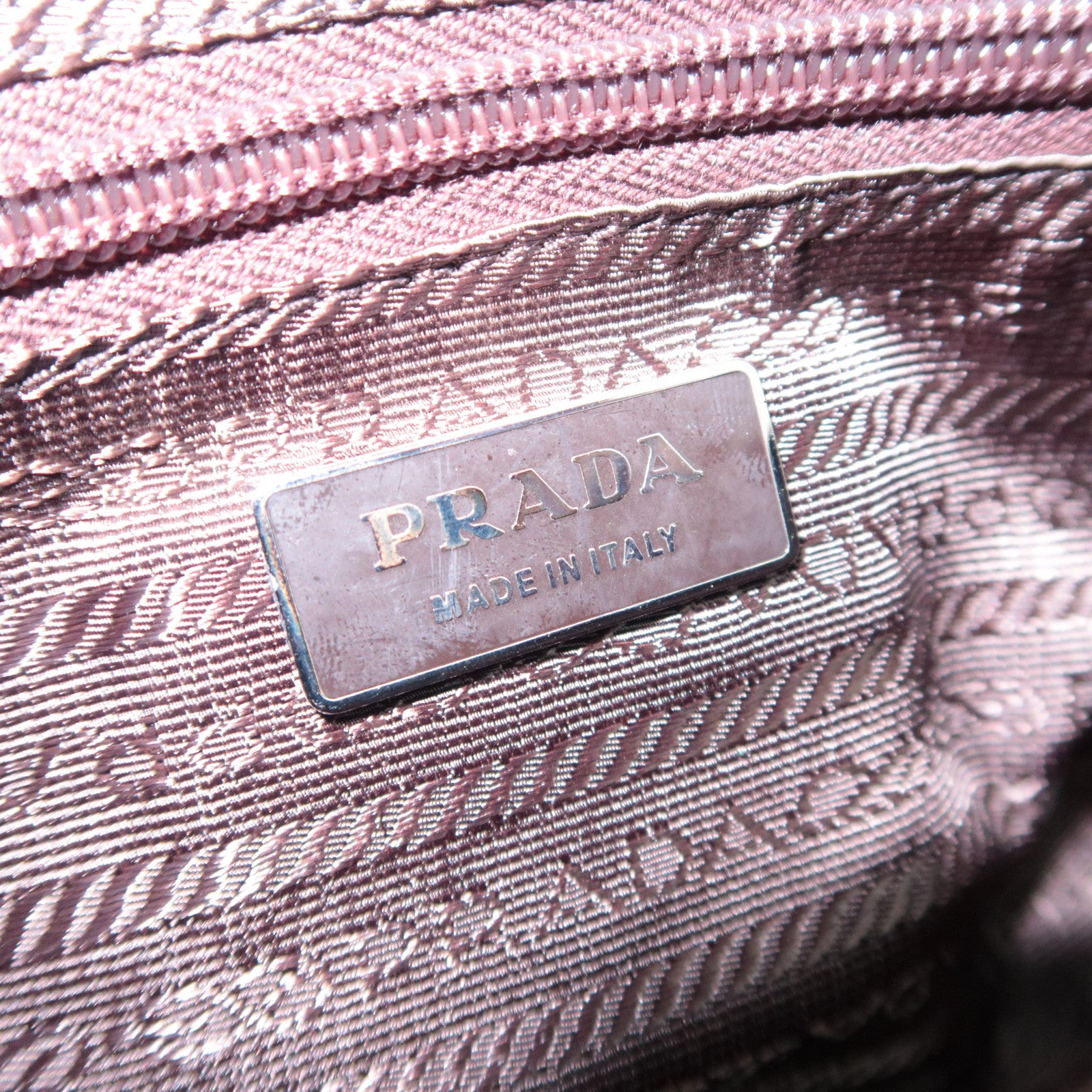 PRADA Nylon Leather Handbag Khaki B10747