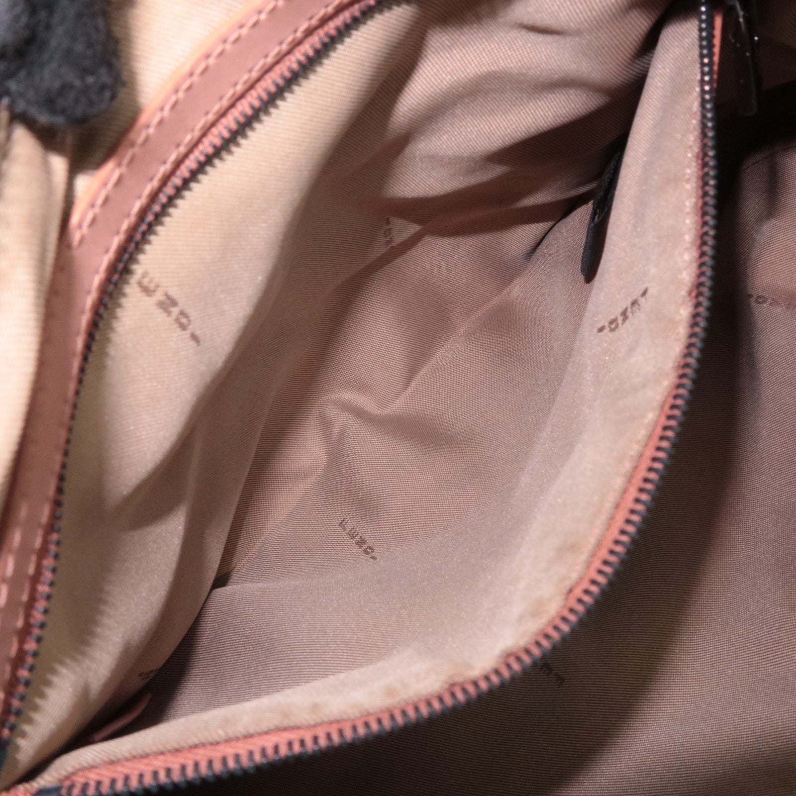 FENDI Zucchino Canvas Shoulder Bag Pink Beige 8BR325