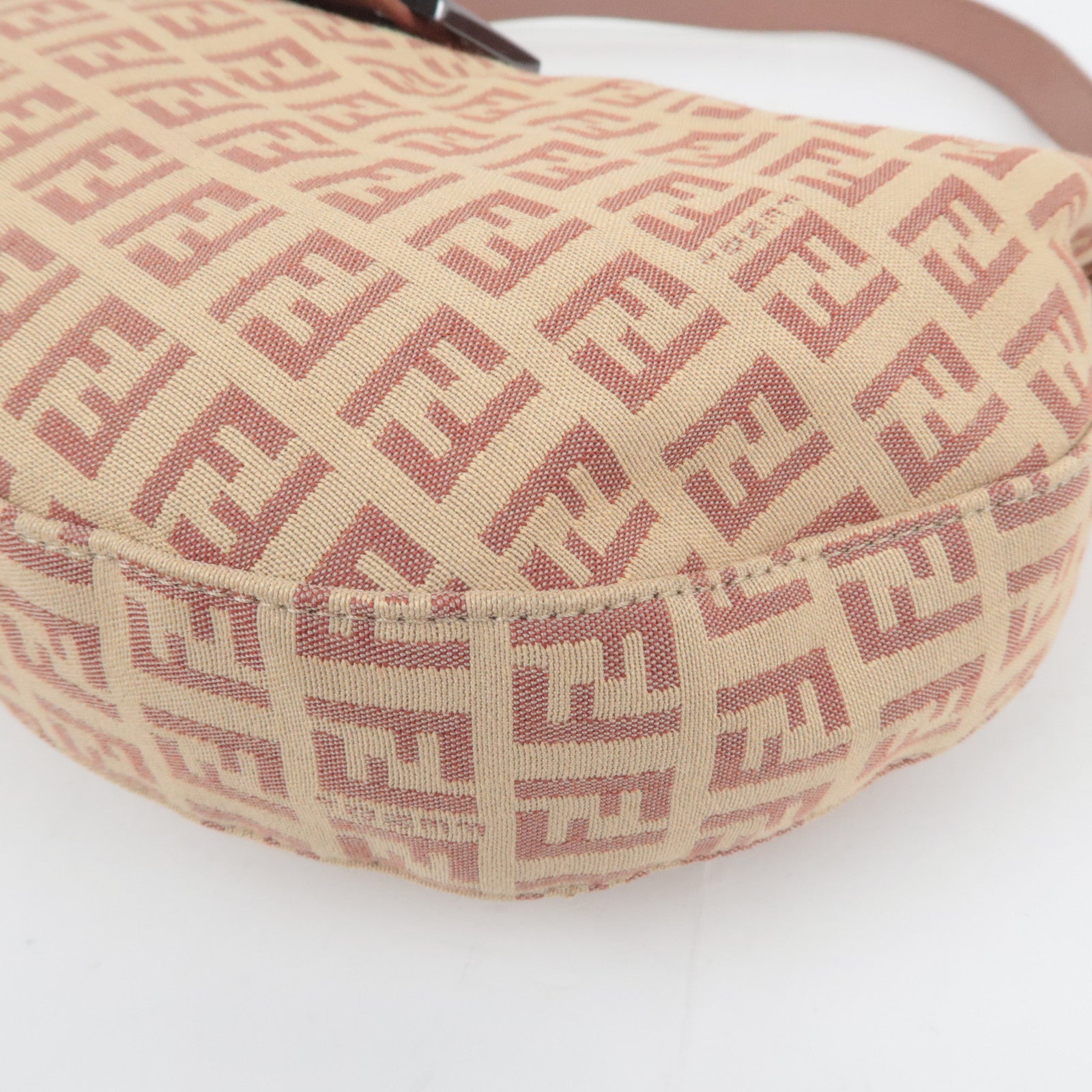 FENDI Zucchino Canvas Shoulder Bag Pink Beige 8BR325