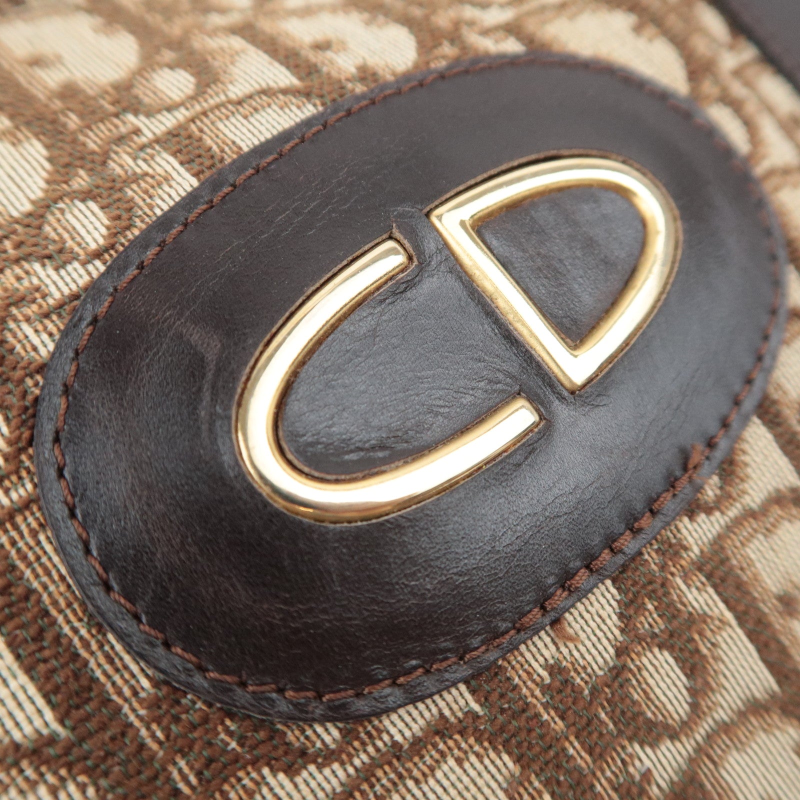 Christian Dior Trotter Canvas Leather Handbag Beige