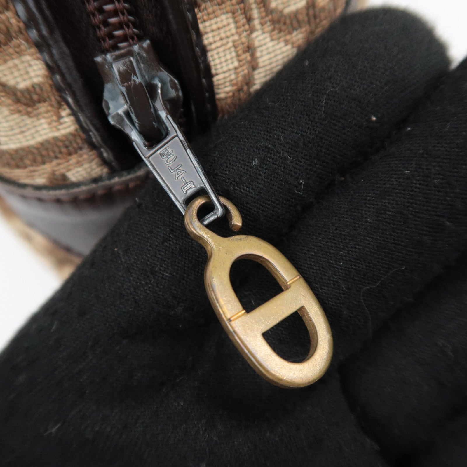 Christian Dior Trotter Canvas Leather Handbag Beige