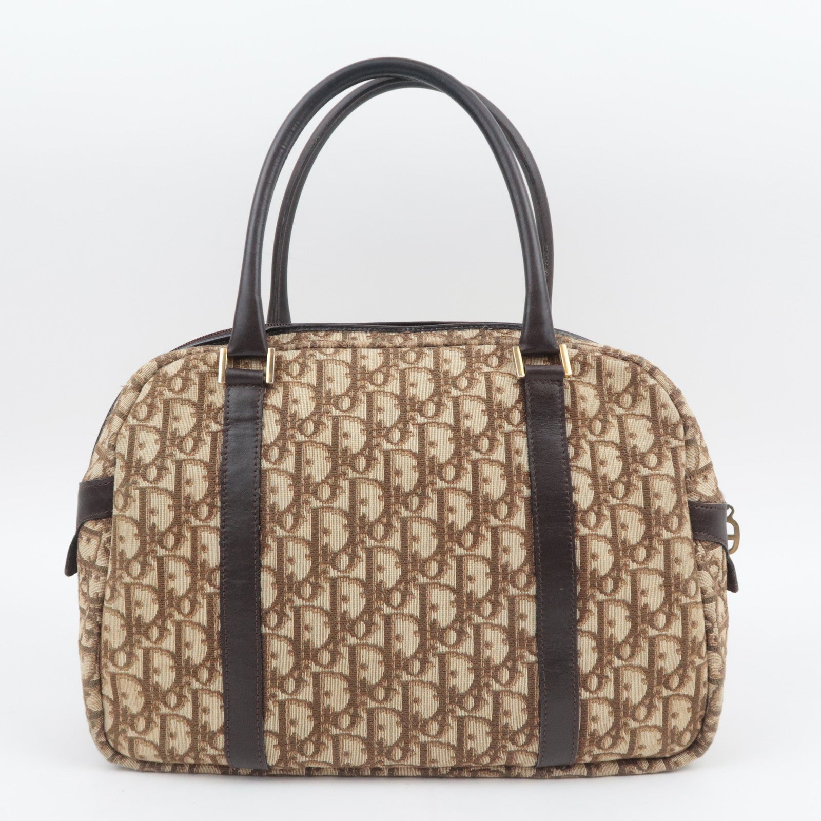 Christian Dior Trotter Canvas Leather Handbag Beige