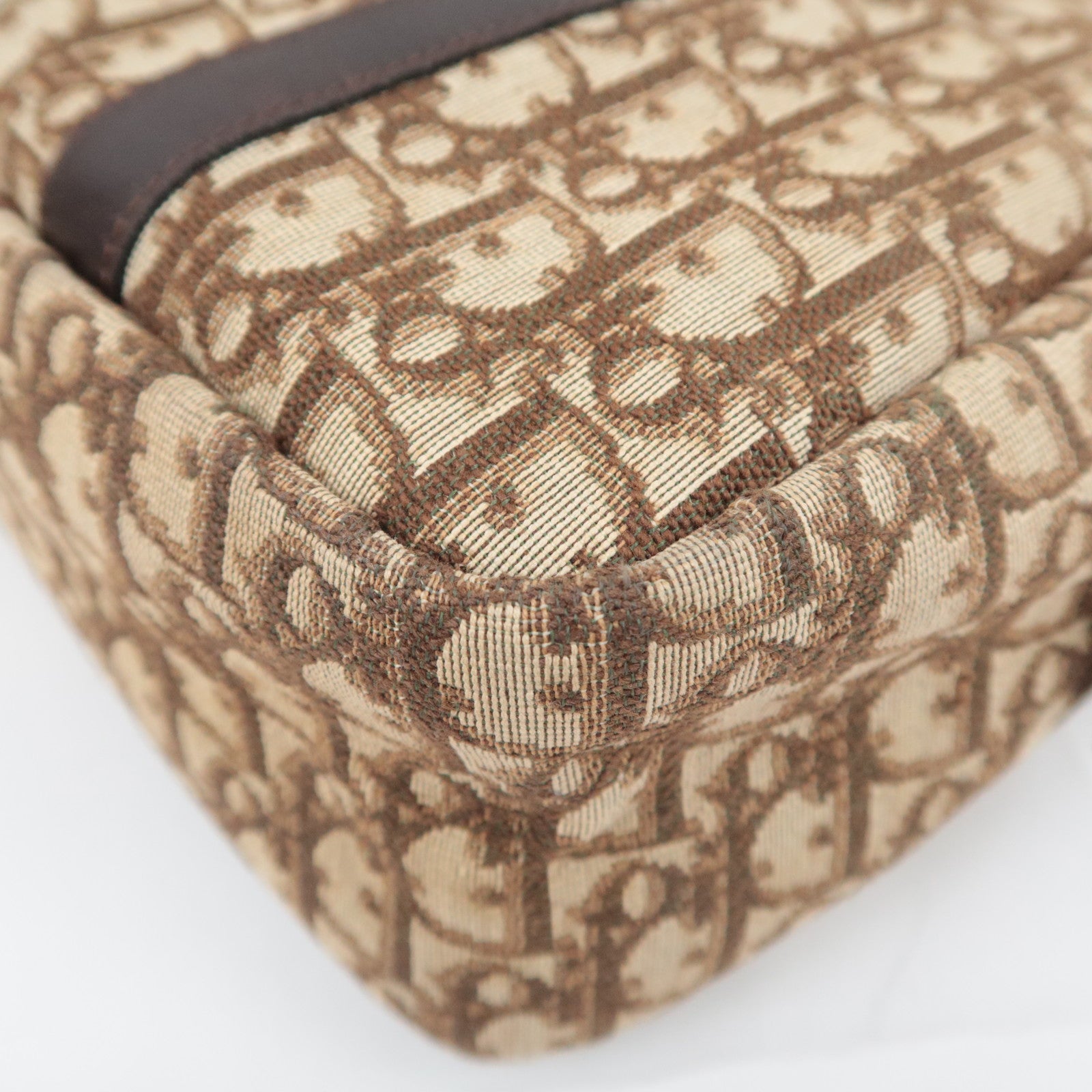 Christian Dior Trotter Canvas Leather Handbag Beige