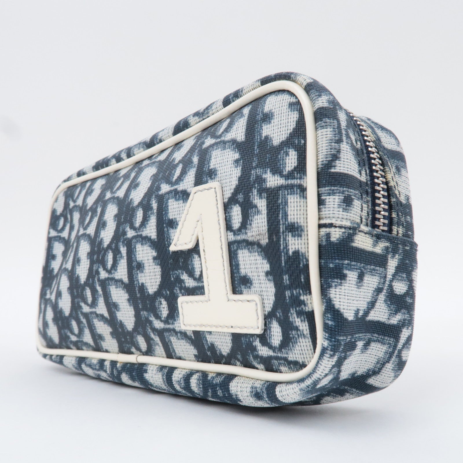 Christian Dior Trotter No.1 PVC Patent Pouch Navy White