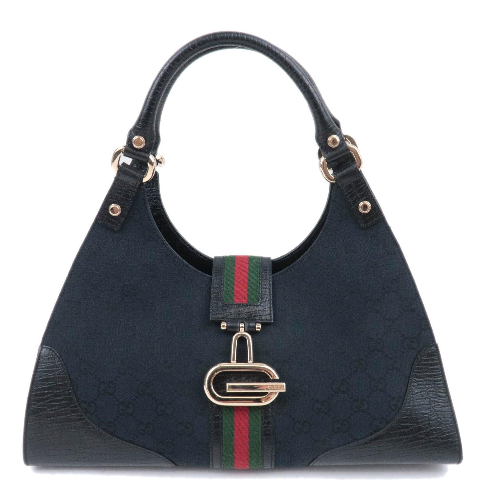 GUCCI Sherry GG Canvas Hobo Shoulder Bag Black 13099590063