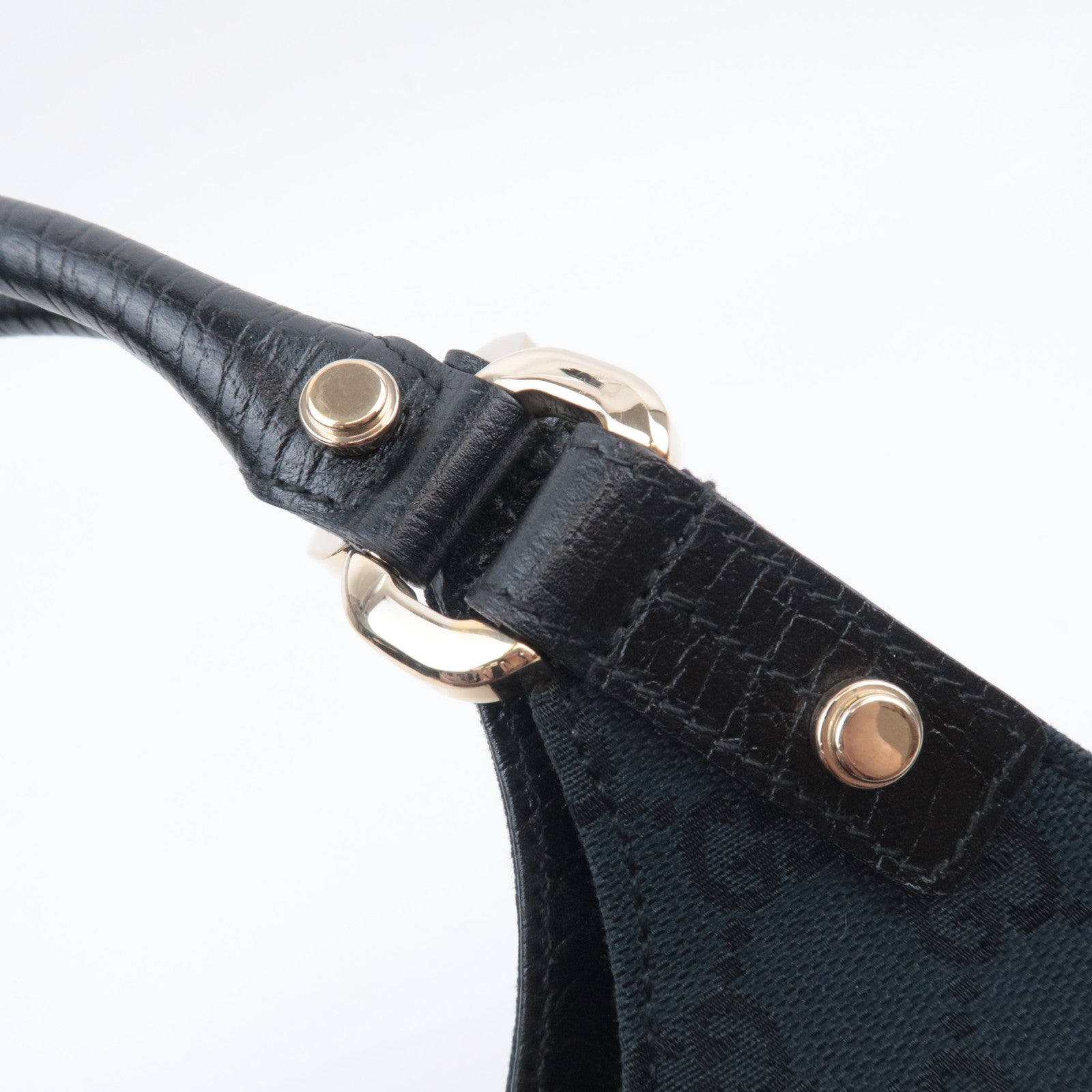 GUCCI Sherry GG Canvas Hobo Shoulder Bag Black 130995