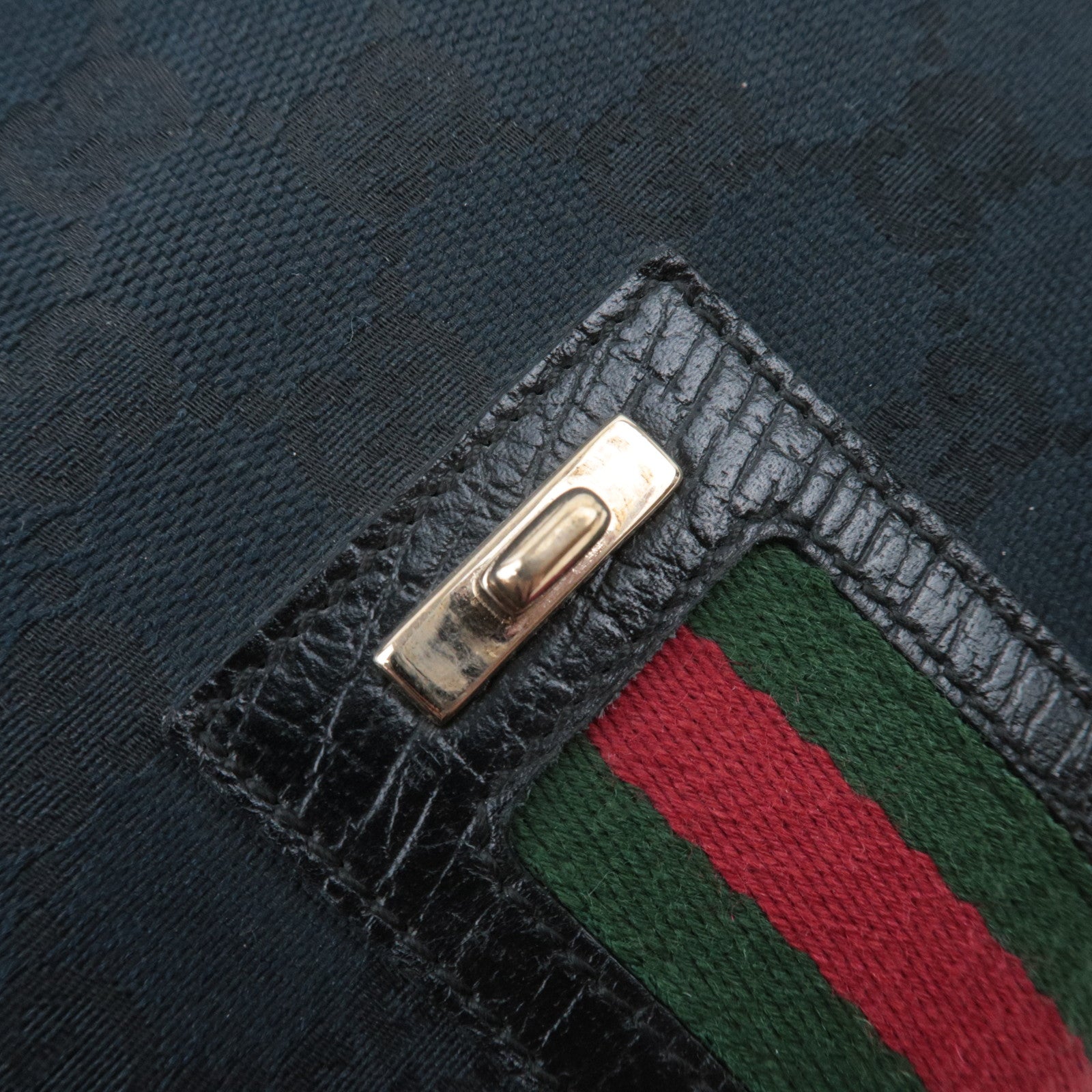 GUCCI Sherry GG Canvas Hobo Shoulder Bag Black 130995