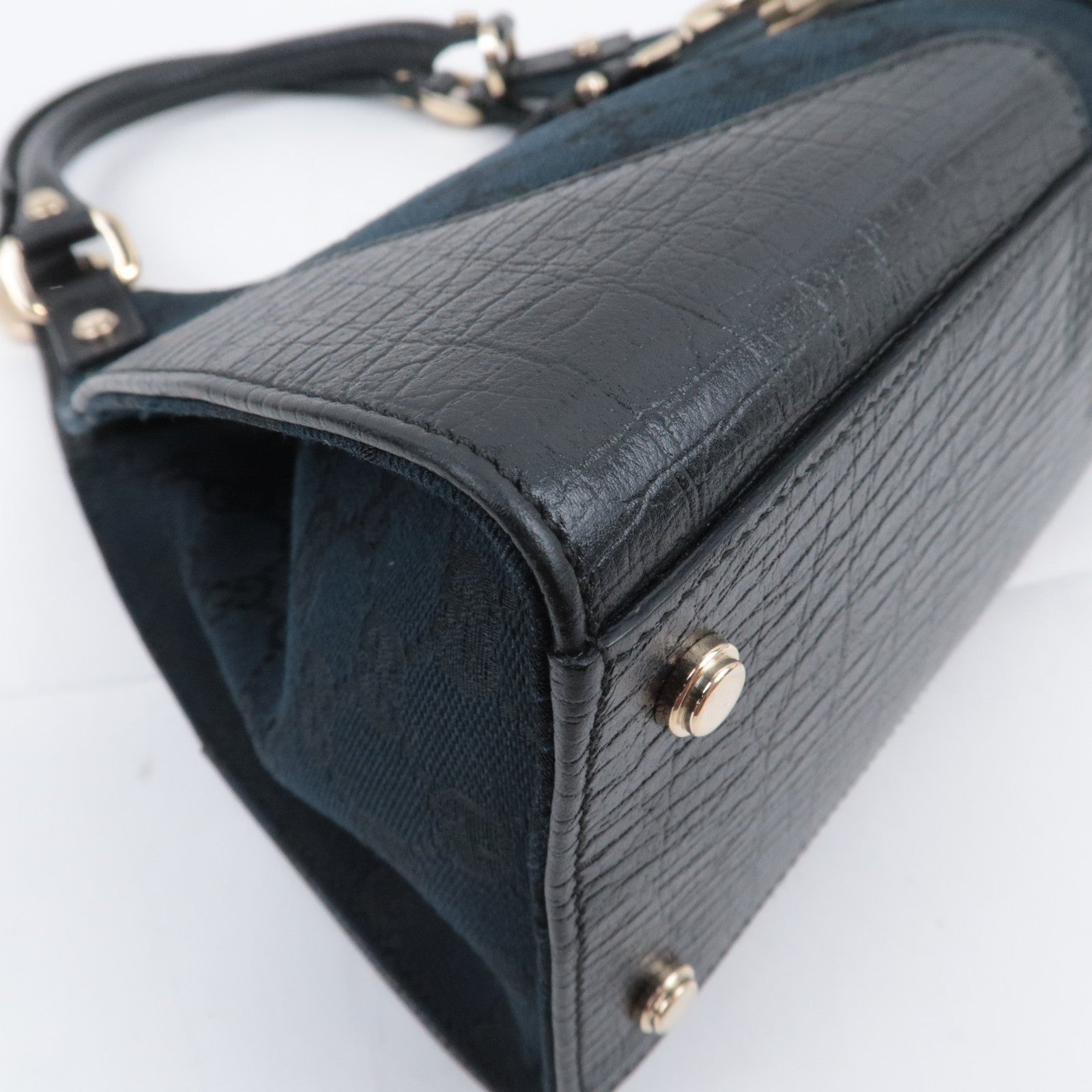 GUCCI Sherry GG Canvas Hobo Shoulder Bag Black 130995