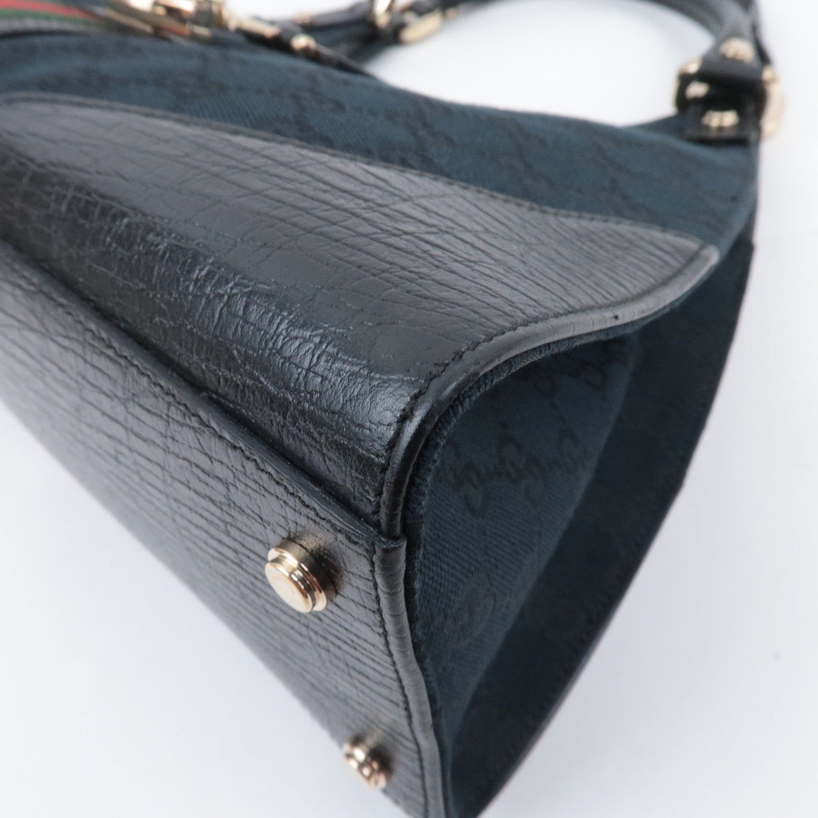 GUCCI Sherry GG Canvas Hobo Shoulder Bag Black 130995
