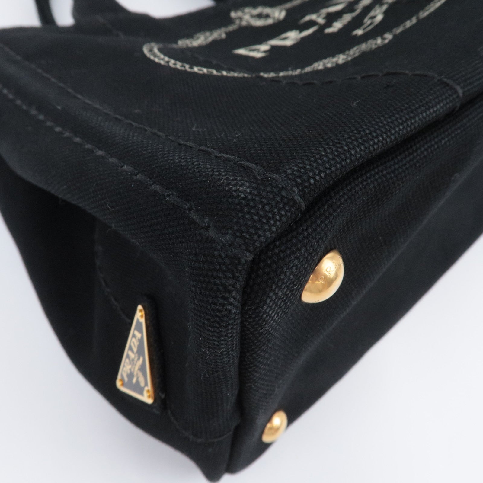 PRADA Canapa Mini 2Way Canvas Tote Bag Black 1BG439