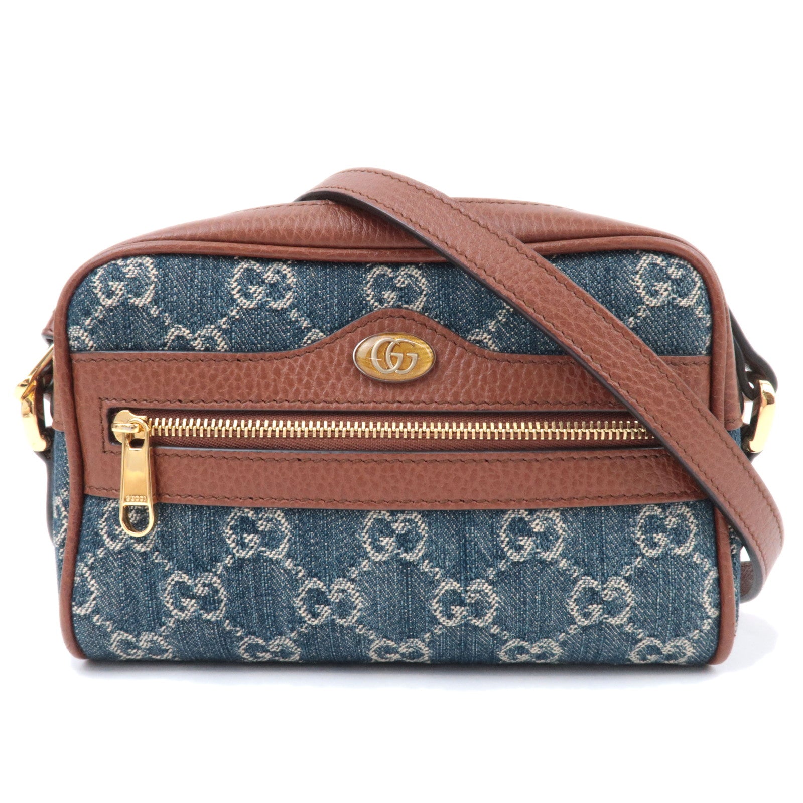 GUCCI Ophidia GG Denim Shoulder Bag Blue Brown 51735090079