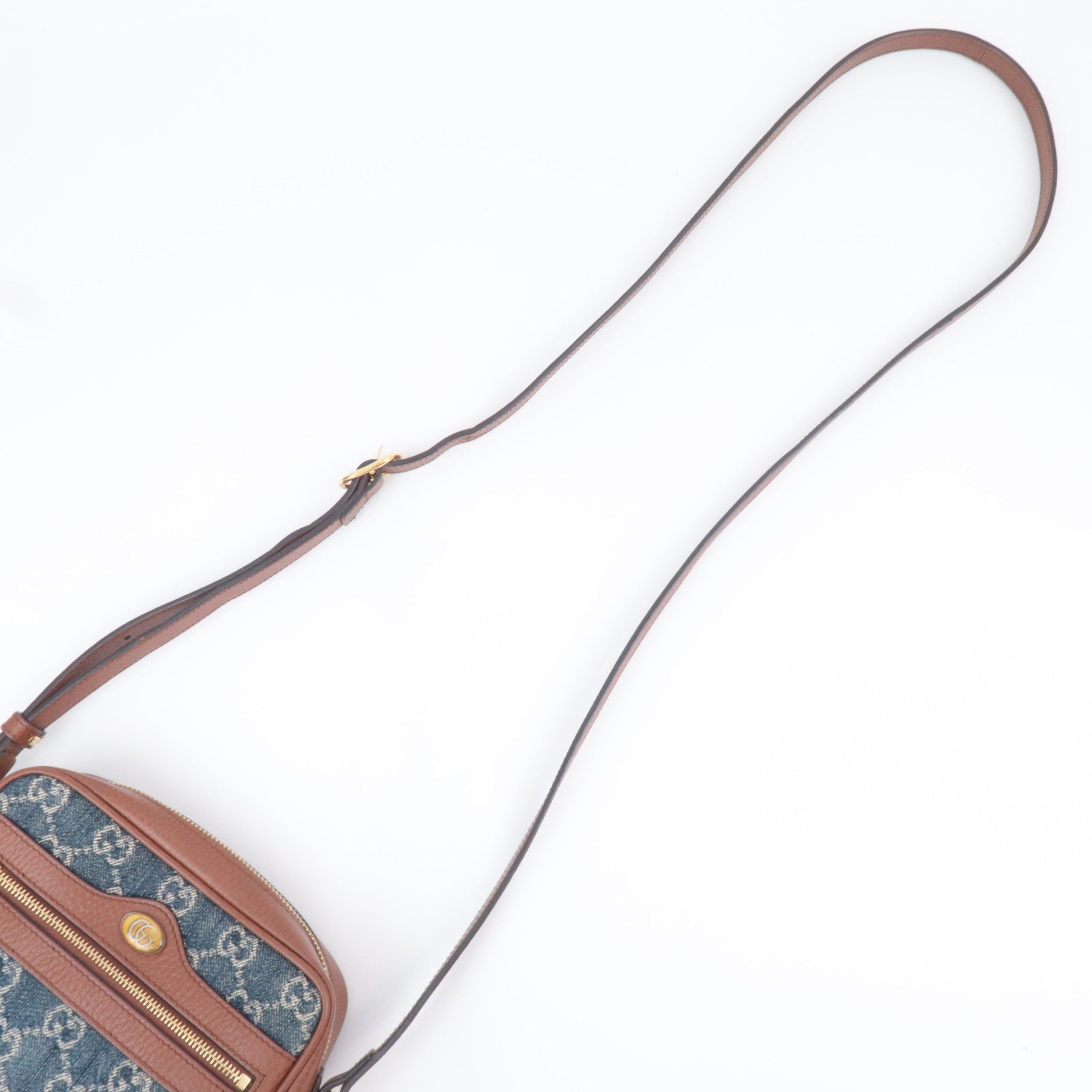 GUCCI Ophidia GG Denim Shoulder Bag Blue Brown 517350