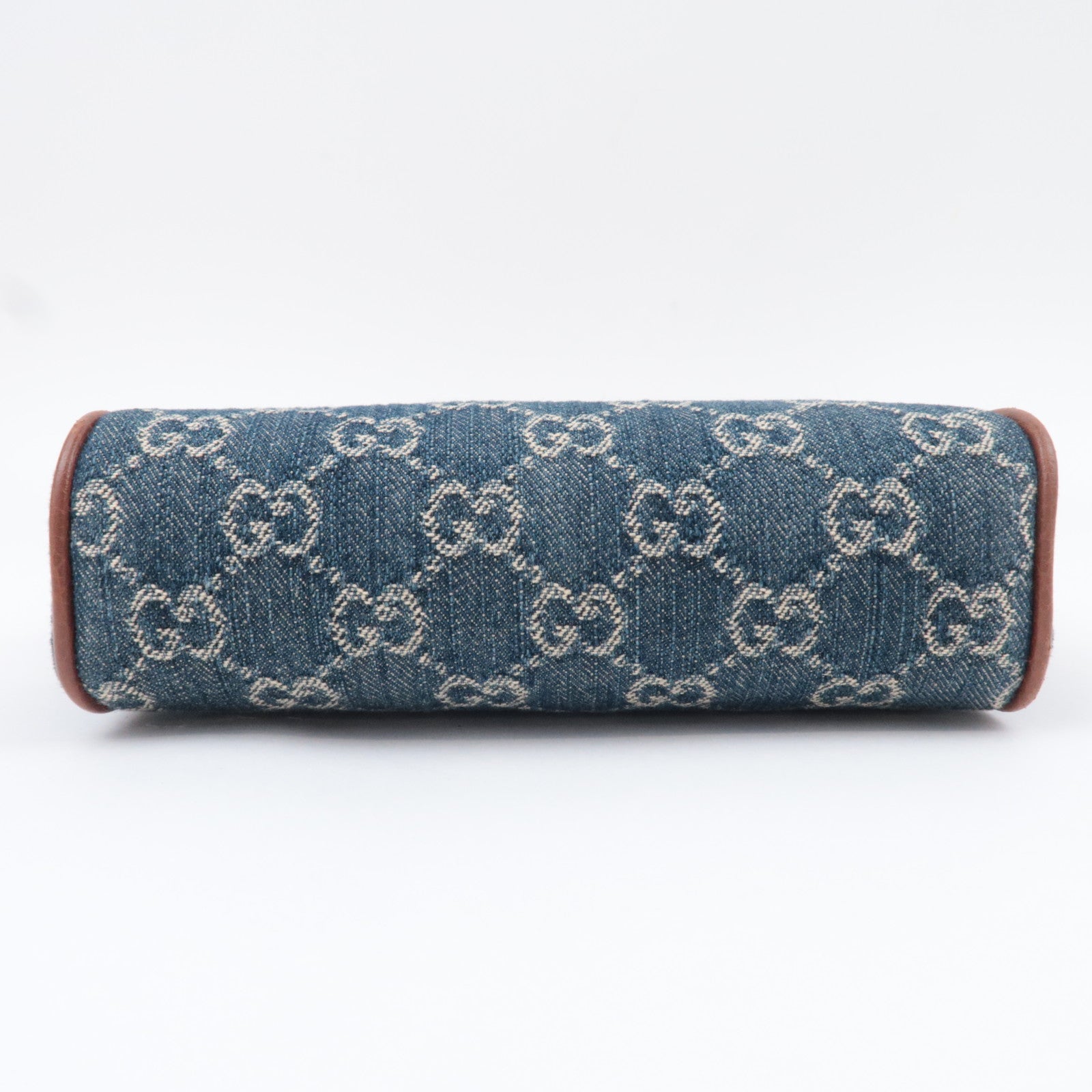 GUCCI Ophidia GG Denim Shoulder Bag Blue Brown 517350