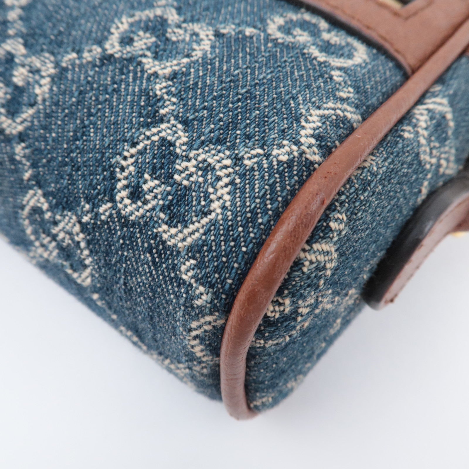 GUCCI Ophidia GG Denim Shoulder Bag Blue Brown 517350