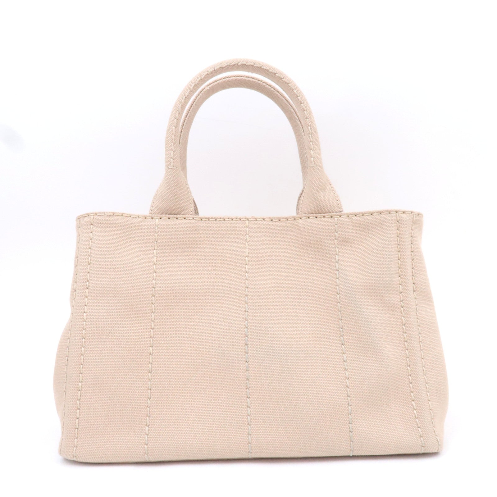 PRADA Canapa Mini 2Way Canvas Tote Bag Beige 1BG439
