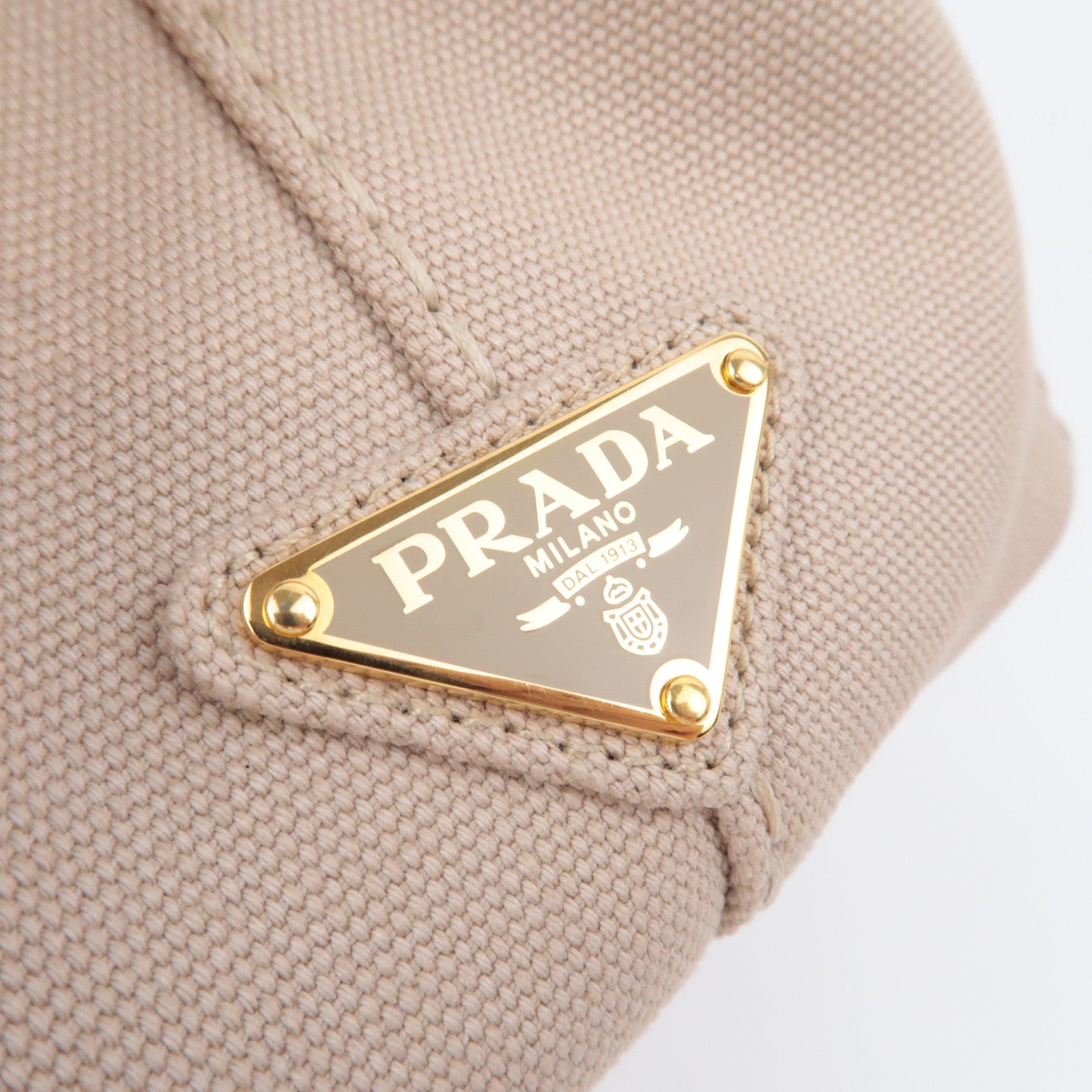 PRADA Canapa Mini 2Way Canvas Tote Bag Beige 1BG439