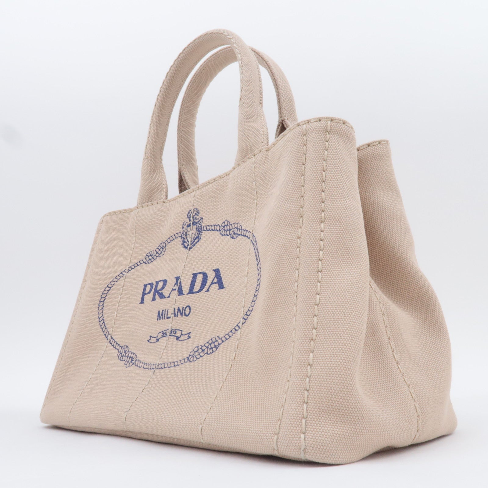 PRADA Canapa Mini 2Way Canvas Tote Bag Beige 1BG439