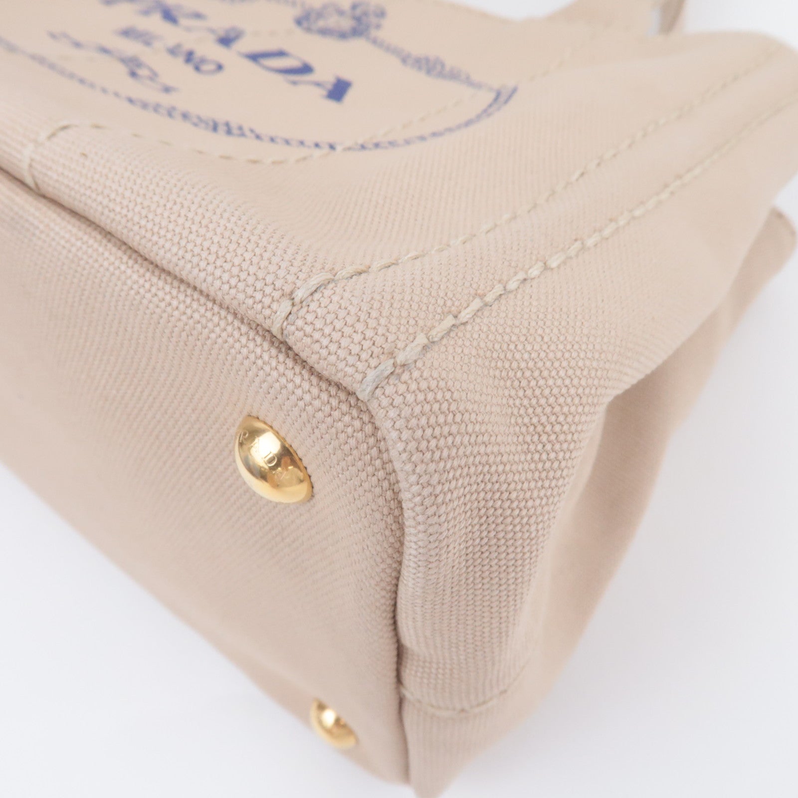 PRADA Canapa Mini 2Way Canvas Tote Bag Beige 1BG439