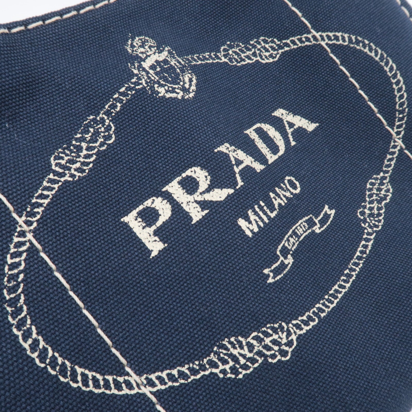 PRADA Canapa Mini 2Way Canvas Tote Bag Navy 1BG439