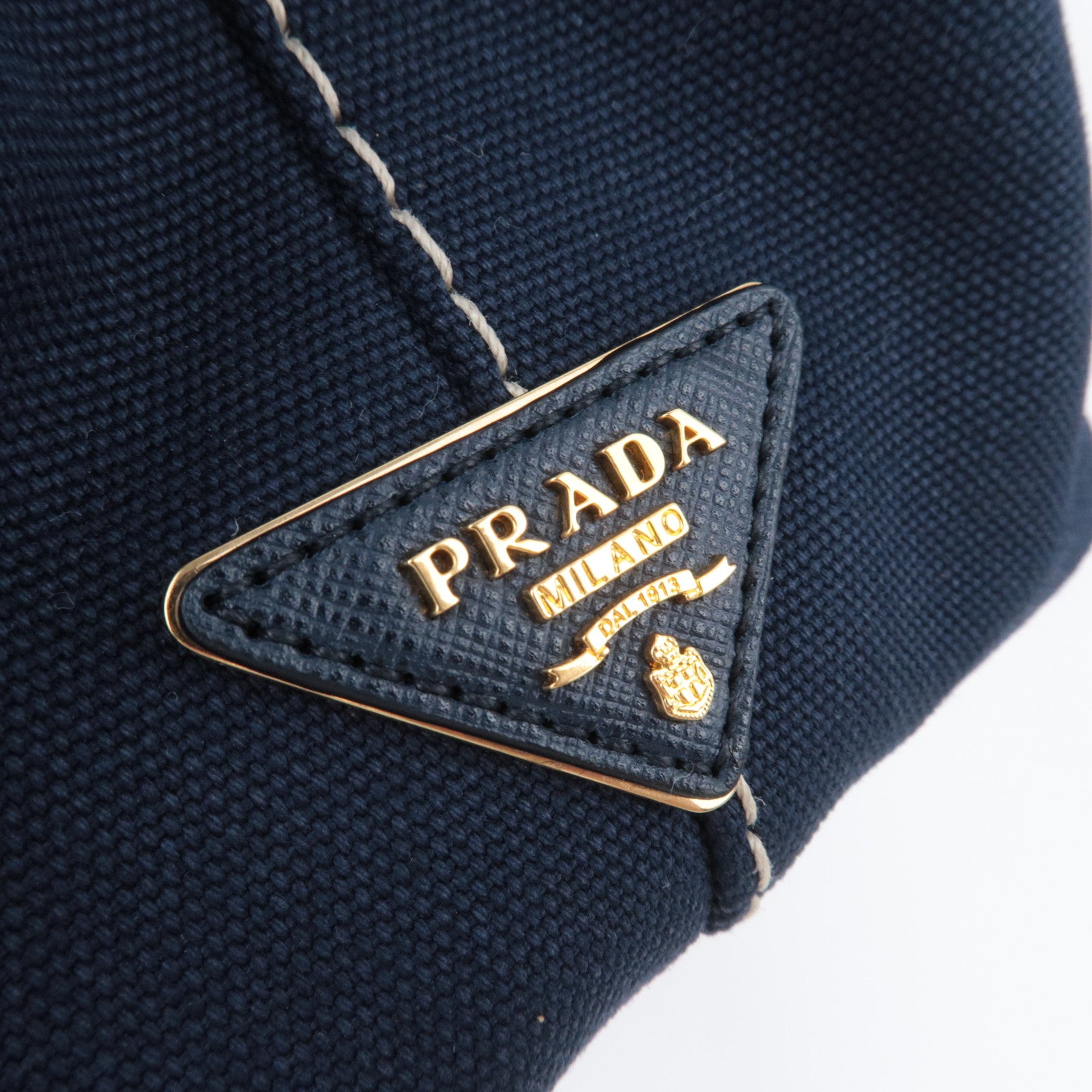 PRADA Canapa Mini 2Way Canvas Tote Bag Navy 1BG439