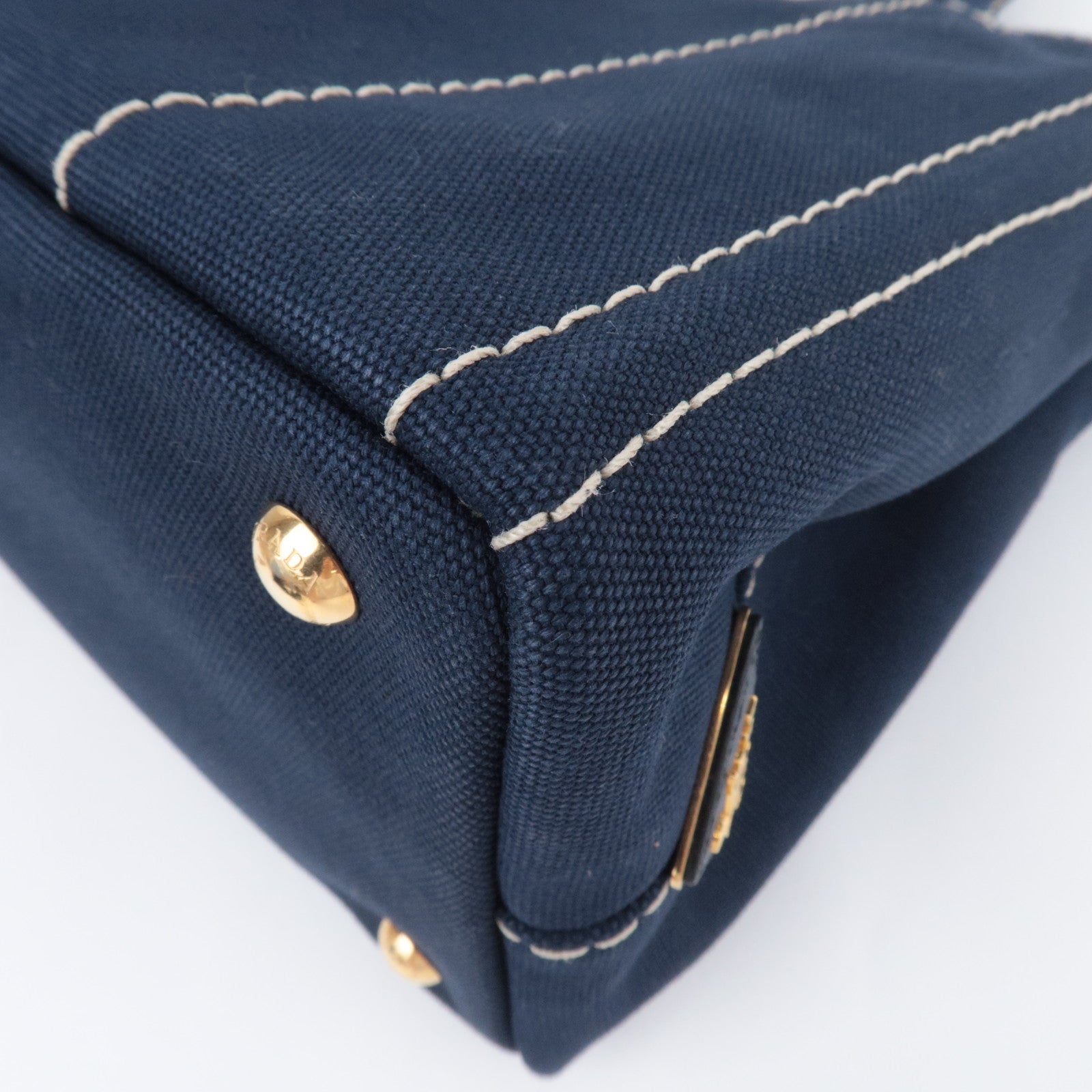 PRADA Canapa Mini 2Way Canvas Tote Bag Navy 1BG439