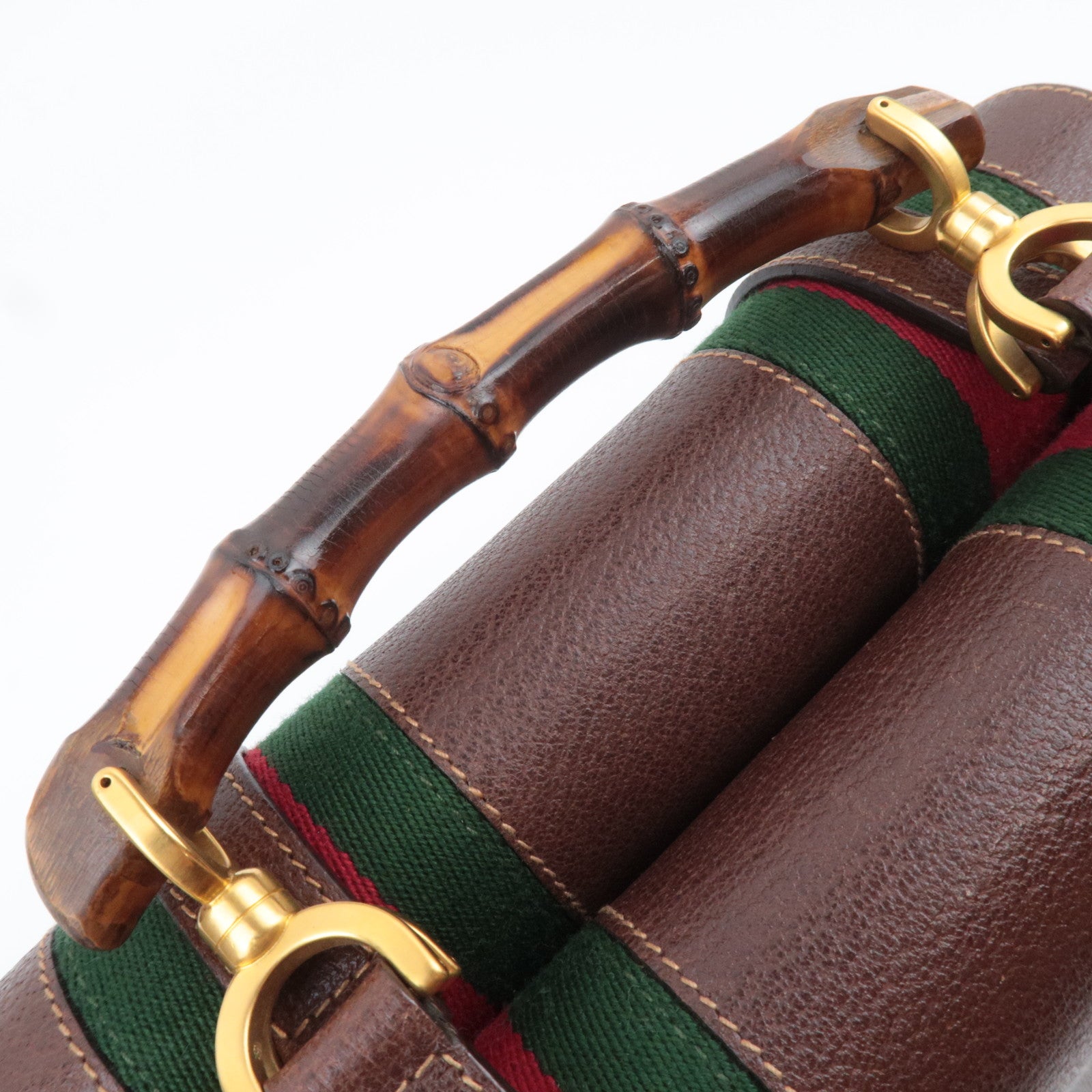 GUCCI Old Gucci Bamboo Sherry 2Way Leather Handbag Brown 000.110.0228