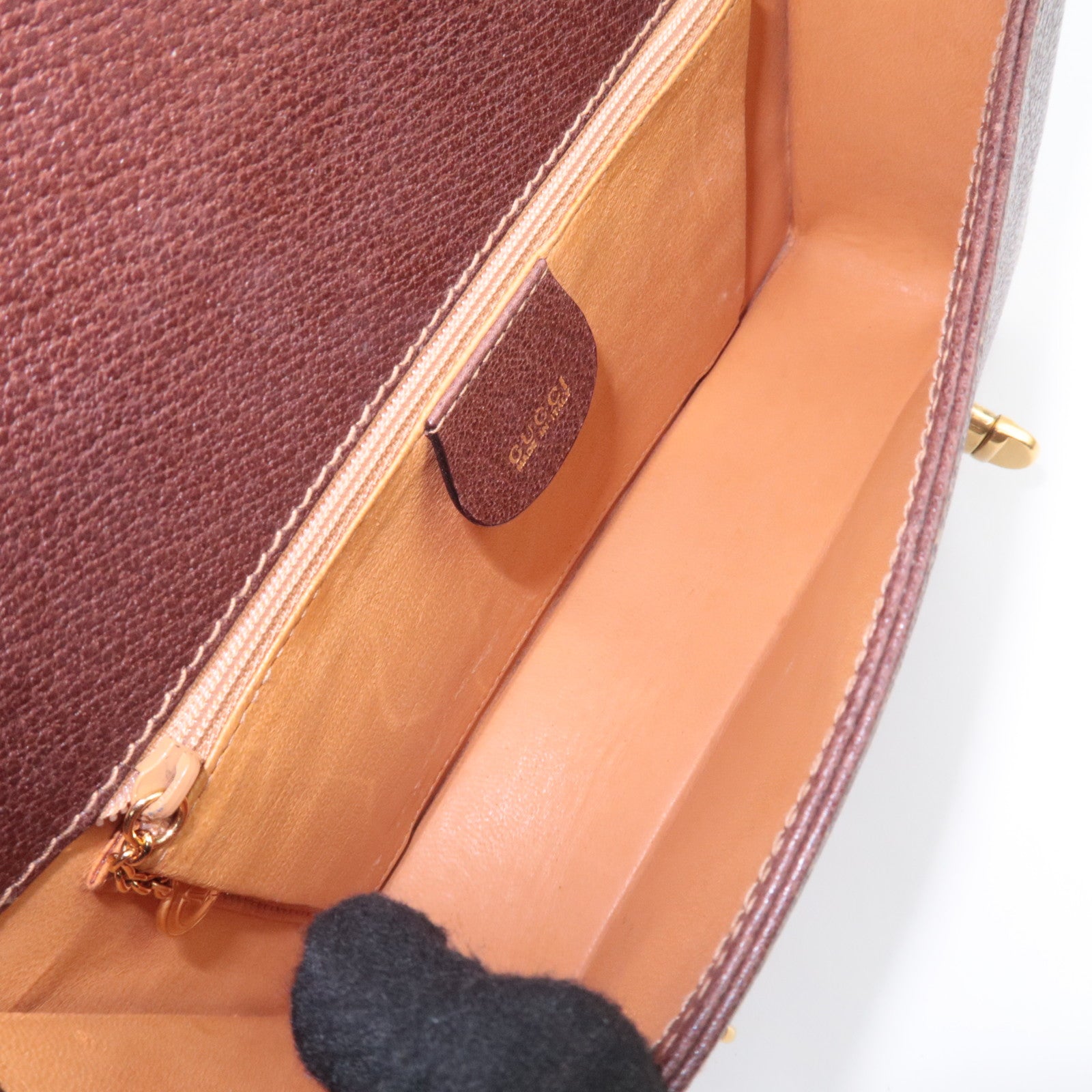 GUCCI Old Gucci Bamboo Sherry 2Way Leather Handbag Brown 000.110.0228