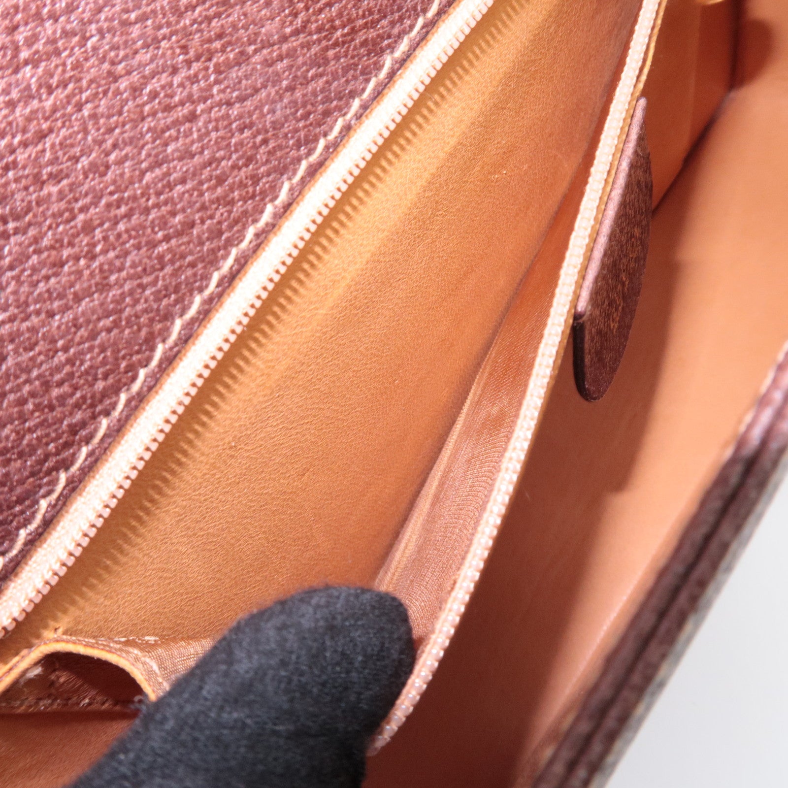 GUCCI Old Gucci Bamboo Sherry 2Way Leather Handbag Brown 000.110.0228