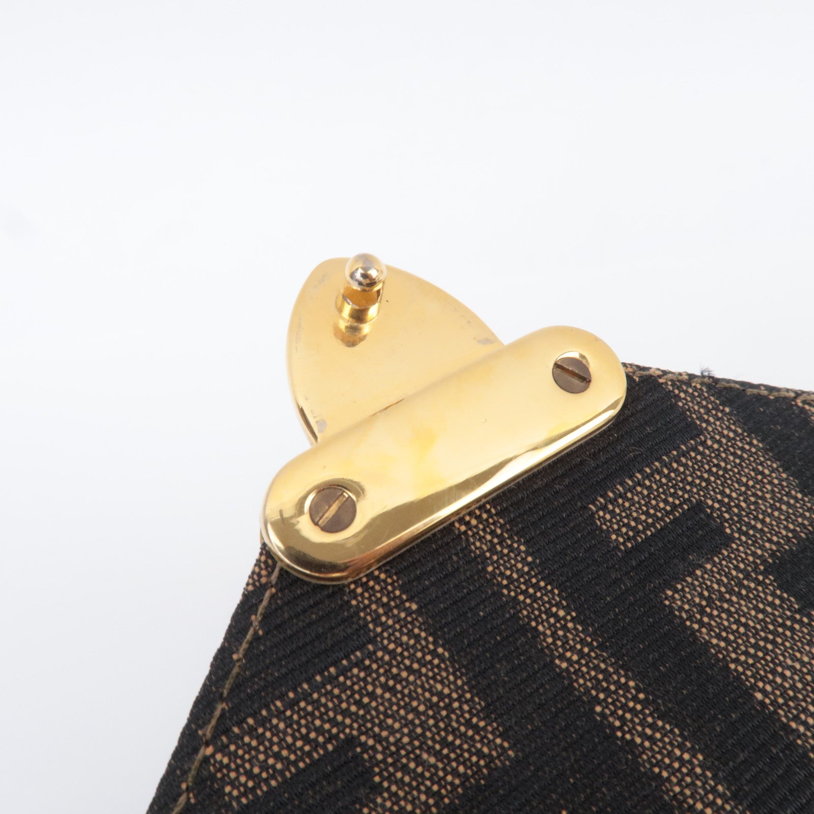 FENDI Zucca Canvas Leather Shoulder Bag Brown Black