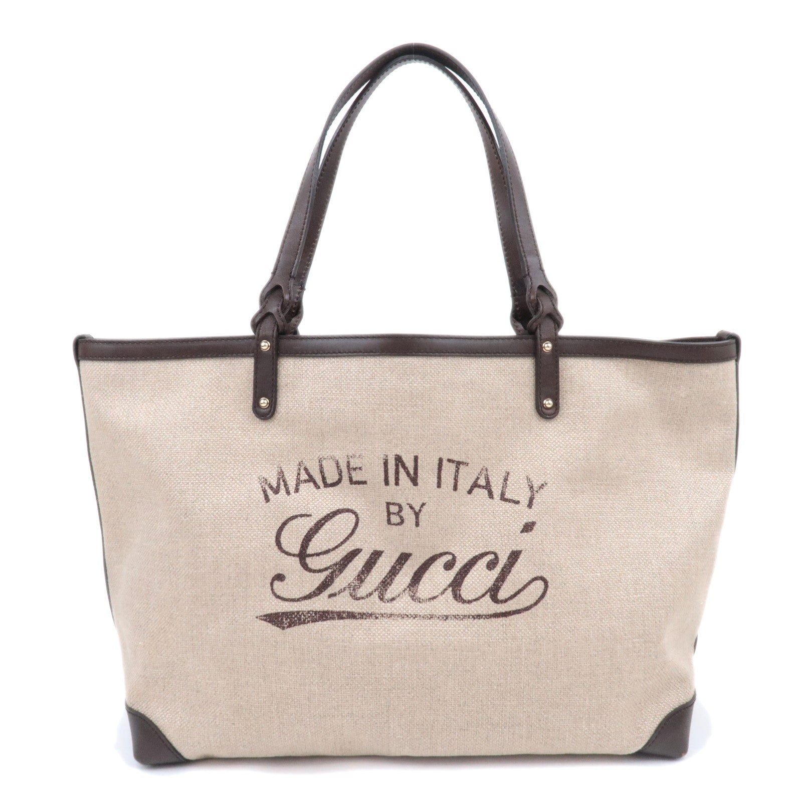 GUCCI Gucci Craft Canvas Leather Tote Bag Beige 24720790103