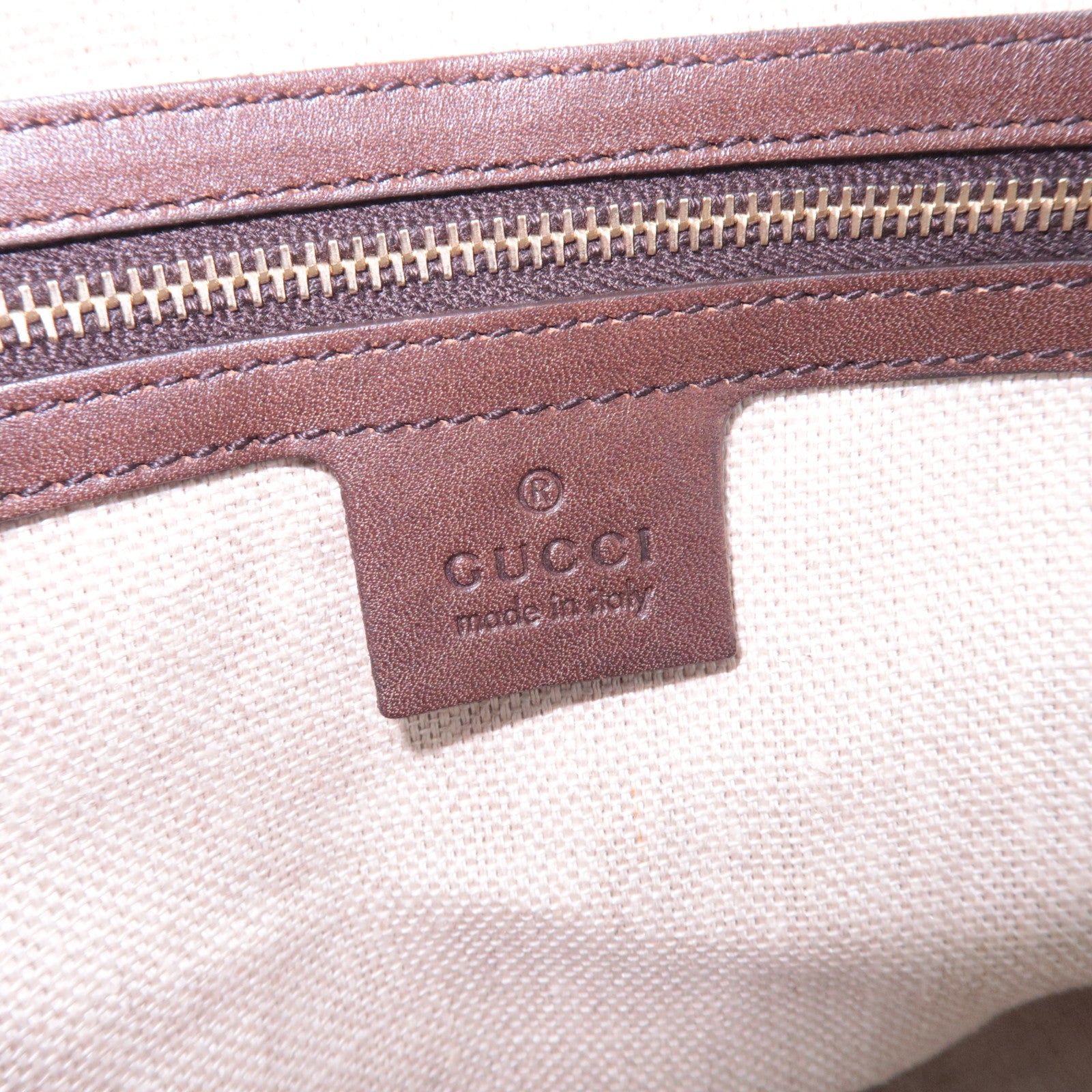 GUCCI Gucci Craft Canvas Leather Tote Bag Beige 247207