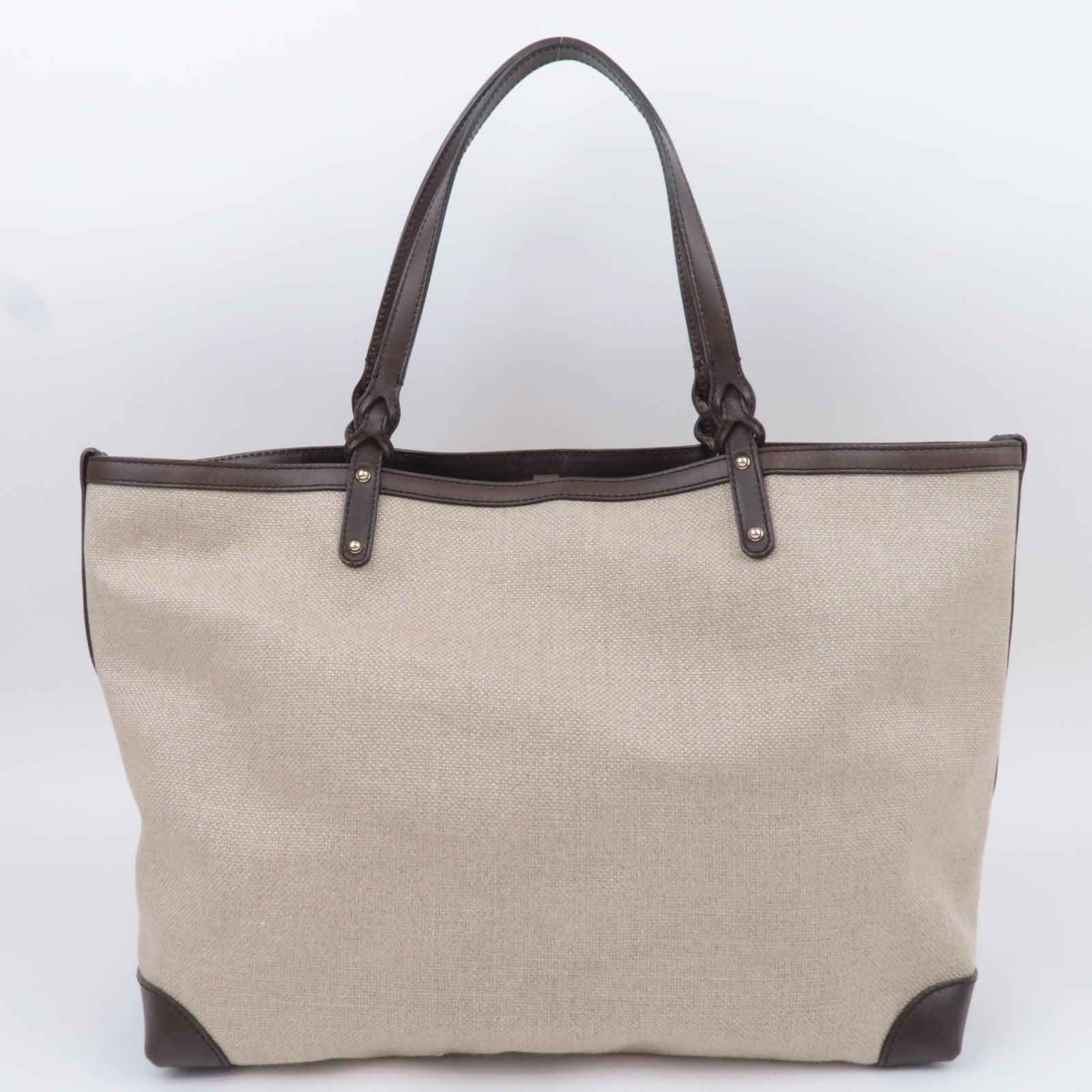 GUCCI Gucci Craft Canvas Leather Tote Bag Beige 247207
