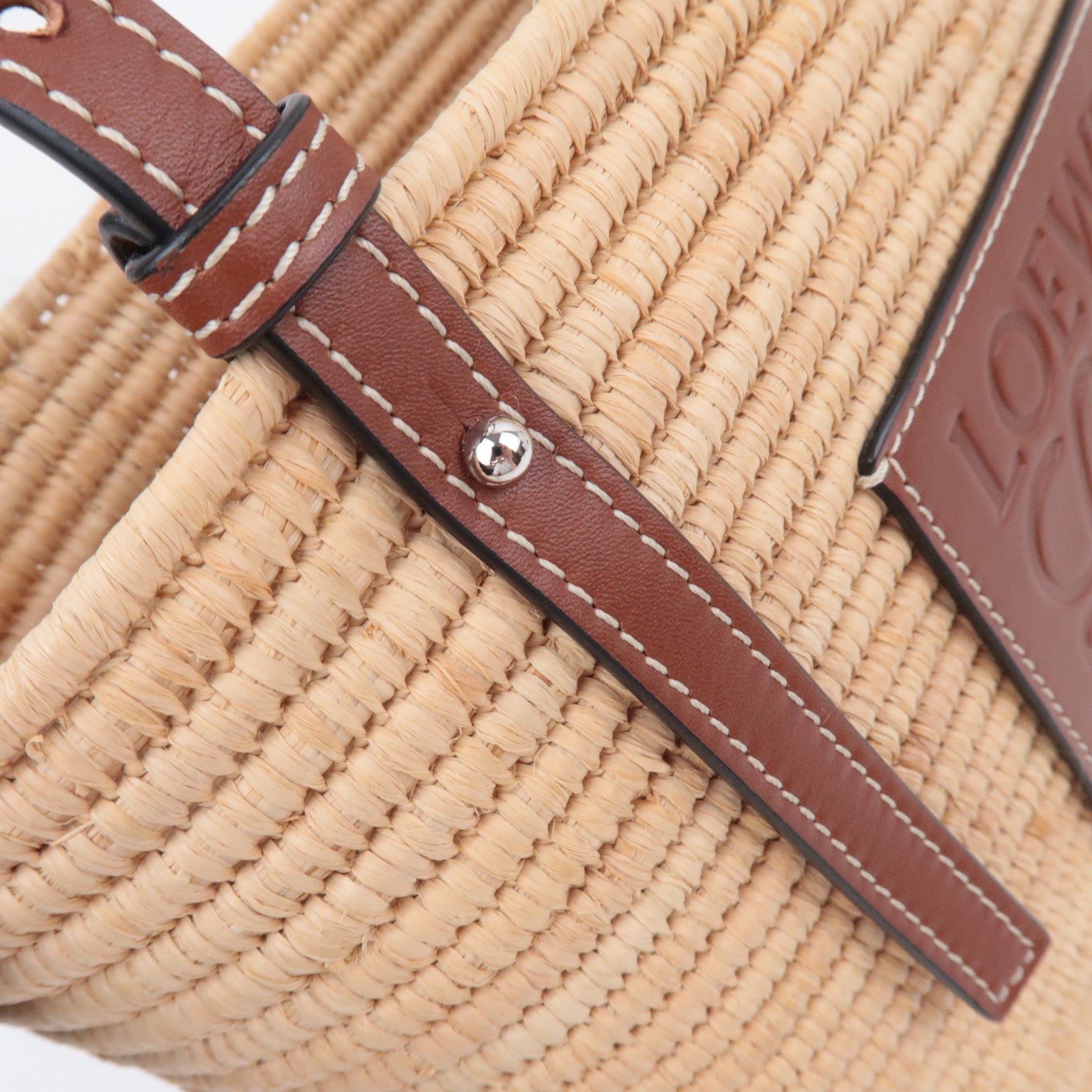 LOEWE Square Basket Bag Small Raffia Handbag Tan