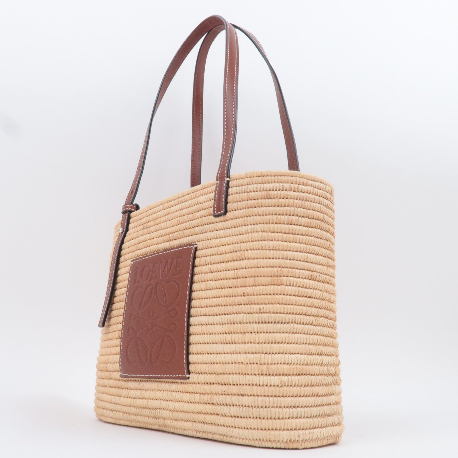 LOEWE Square Basket Bag Small Raffia Handbag Tan