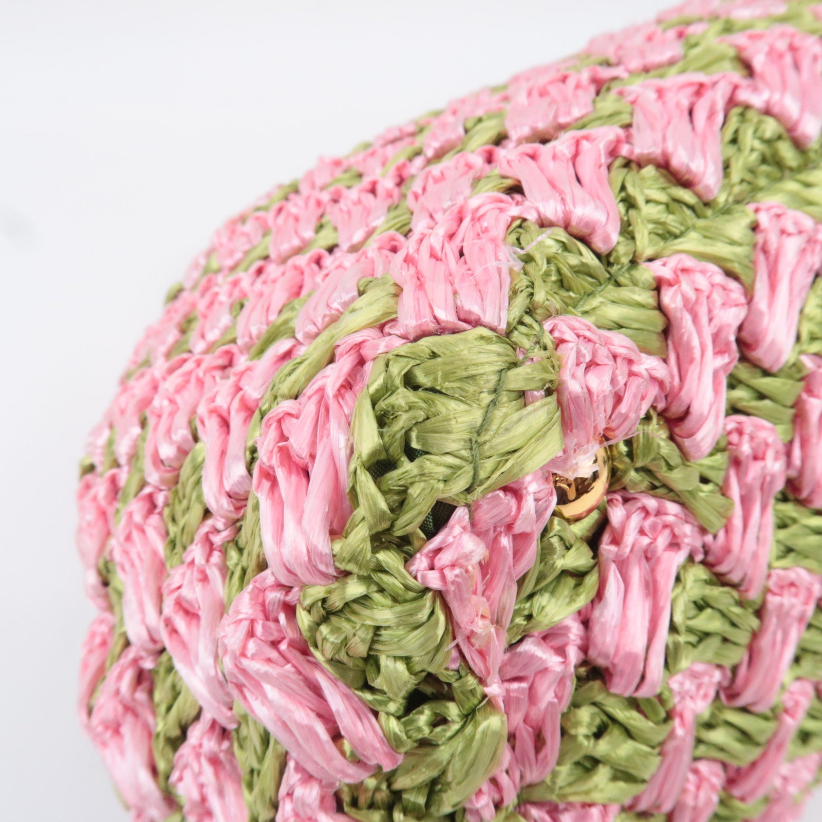 PRADA Raffia Canapa Tote Bag Pink Green BN2302