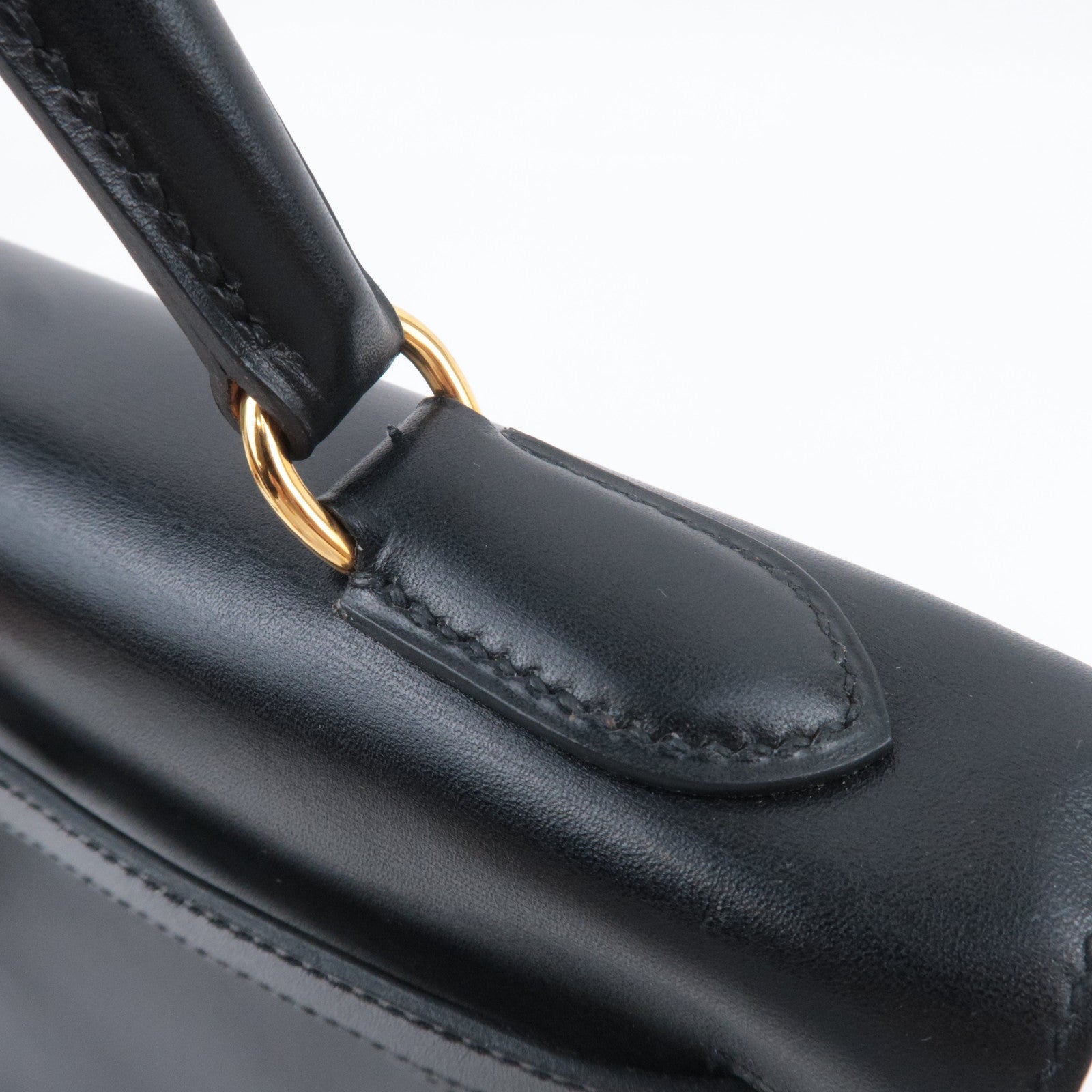 HERMES Kelly 32 □B Stamp (1998) Box Calf Black
