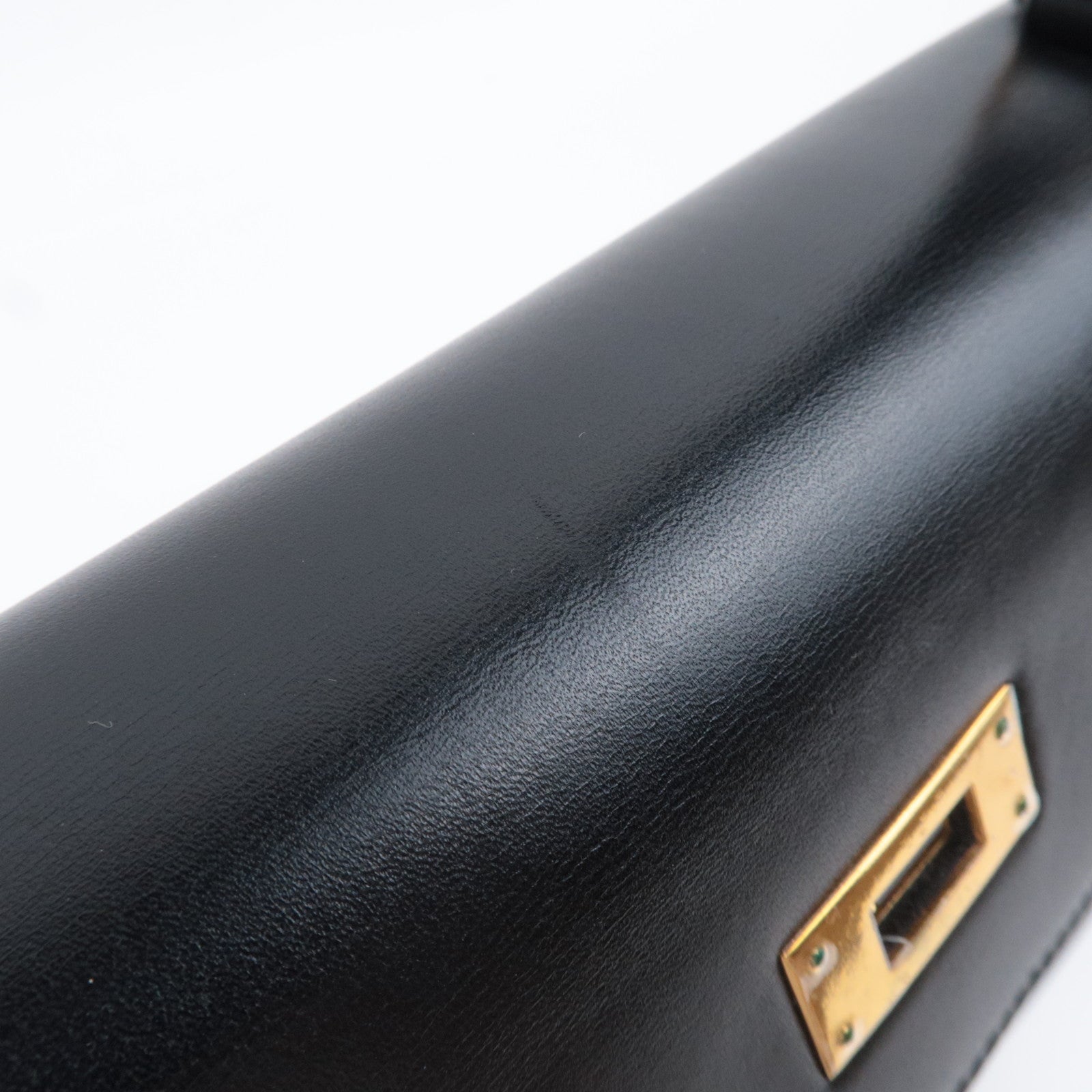 HERMES Kelly 32 □B Stamp (1998) Box Calf Black