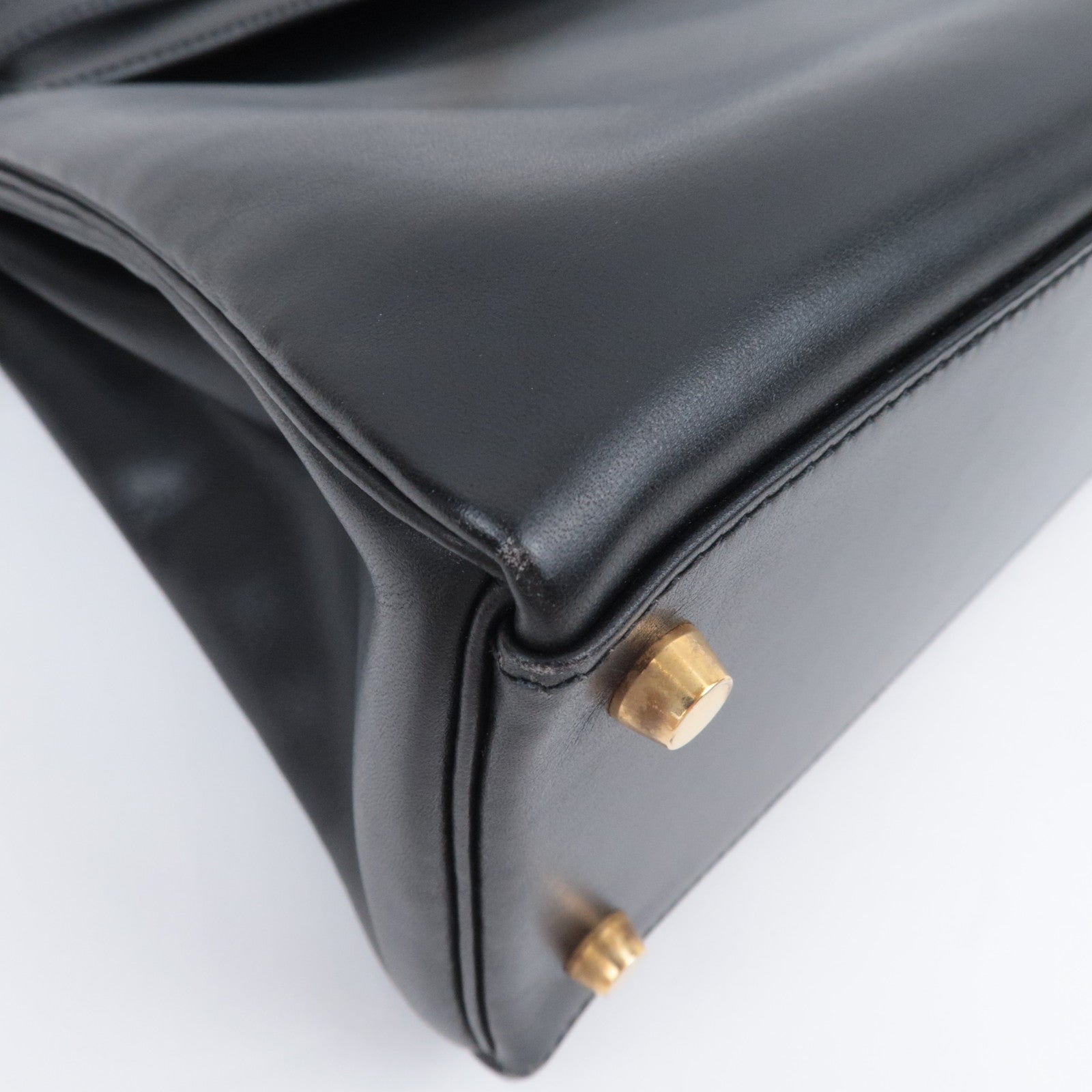 HERMES Kelly 32 □B Stamp (1998) Box Calf Black