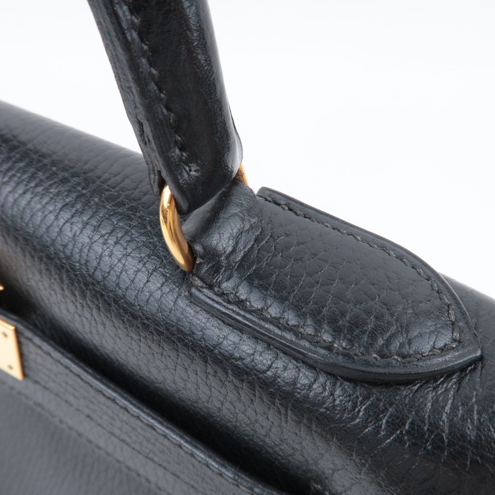 HERMES Kelly 28 〇S Stamp (1989) Ardennes Black Gold HDW