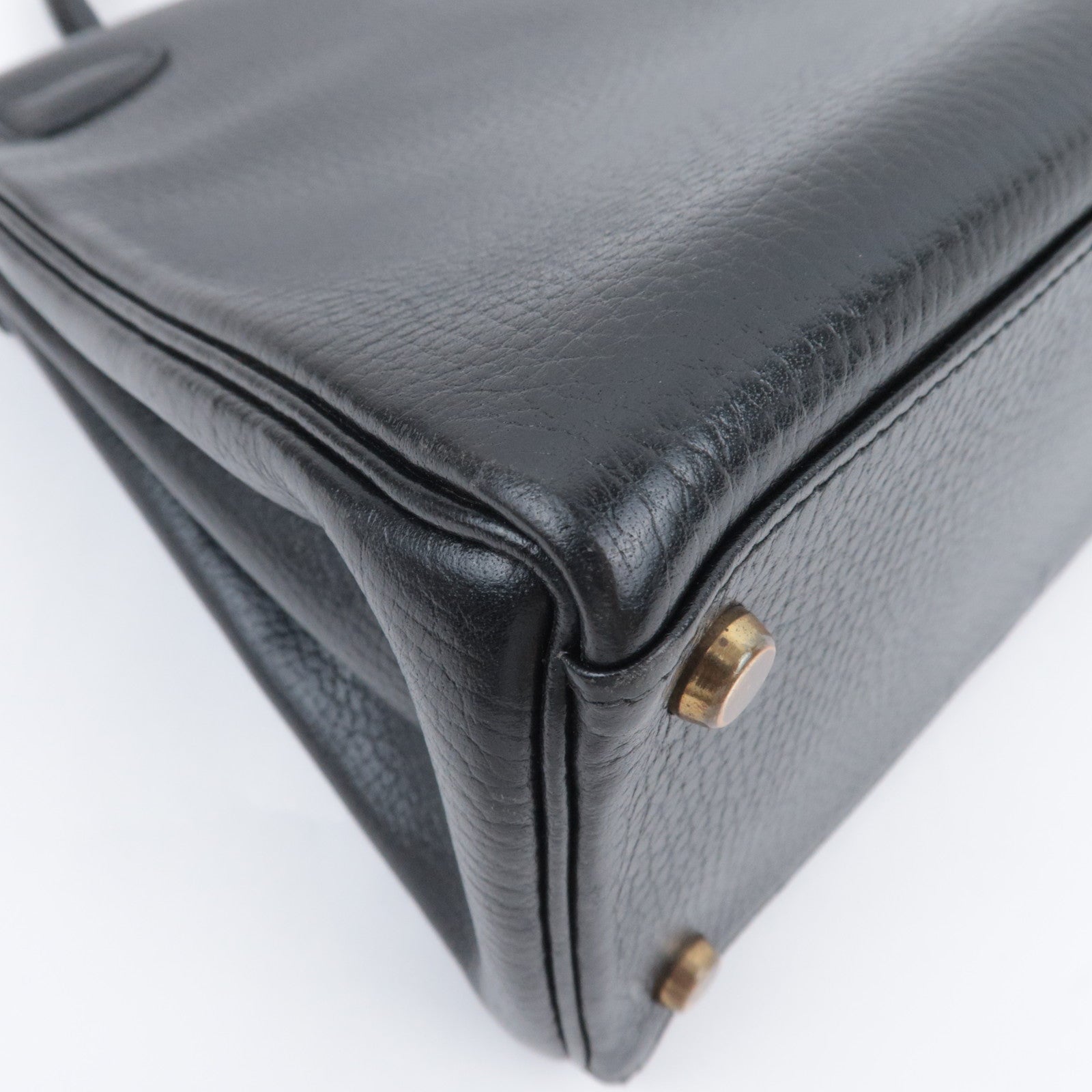HERMES Kelly 28 〇S Stamp (1989) Ardennes Black Gold HDW