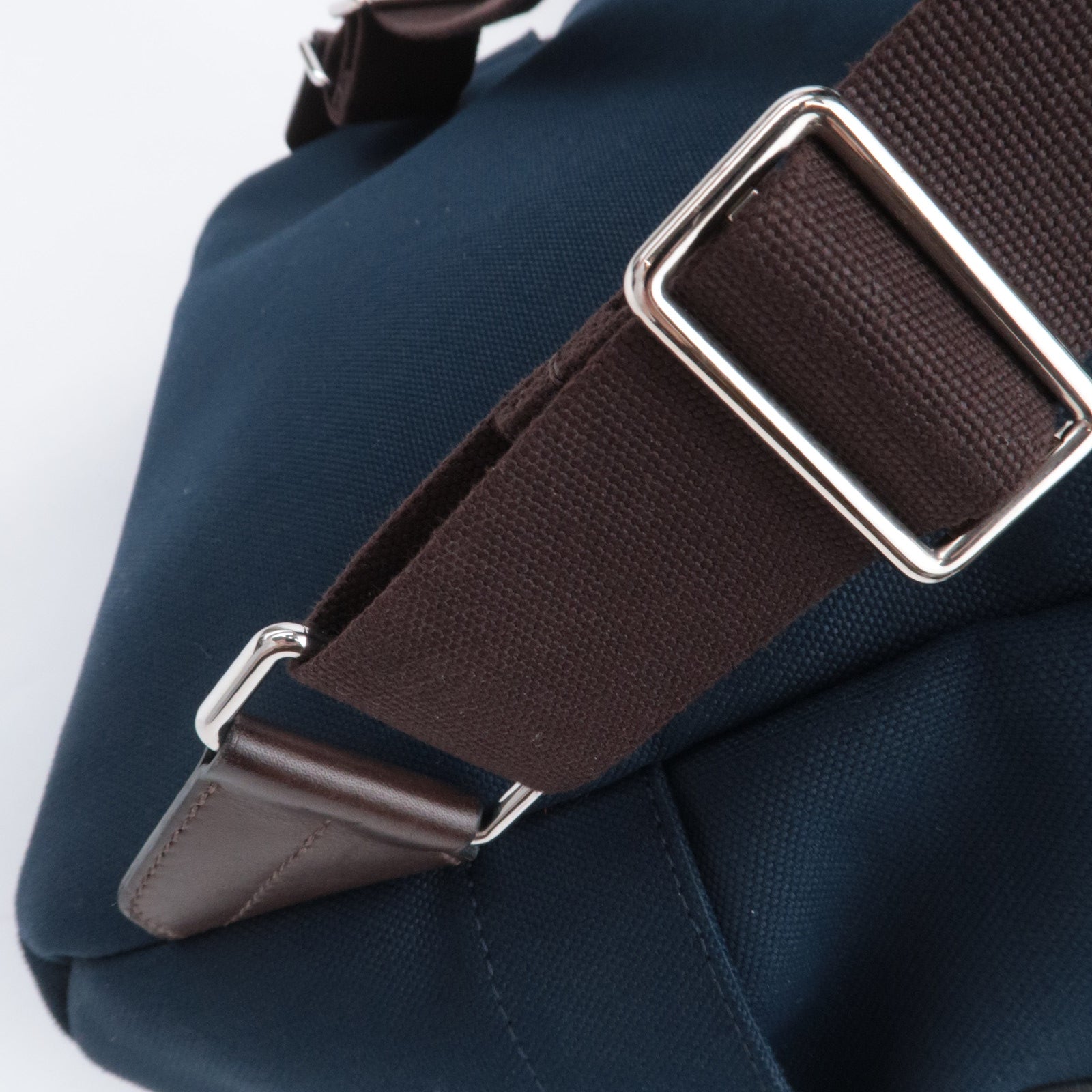 HERMES Sac De Pansage Groom Canvas Leather Backpack Navy Brown