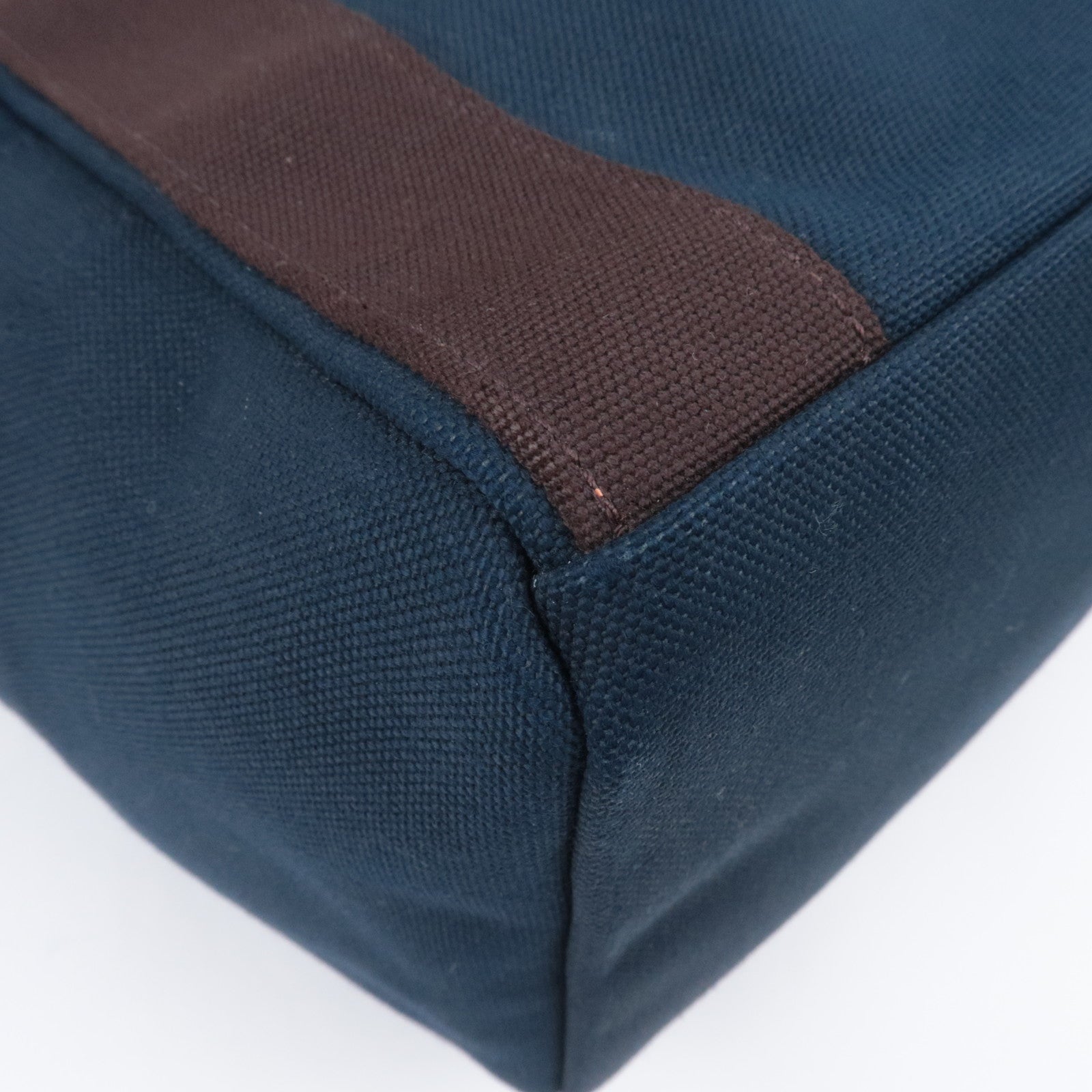 HERMES Sac De Pansage Groom Canvas Leather Backpack Navy Brown