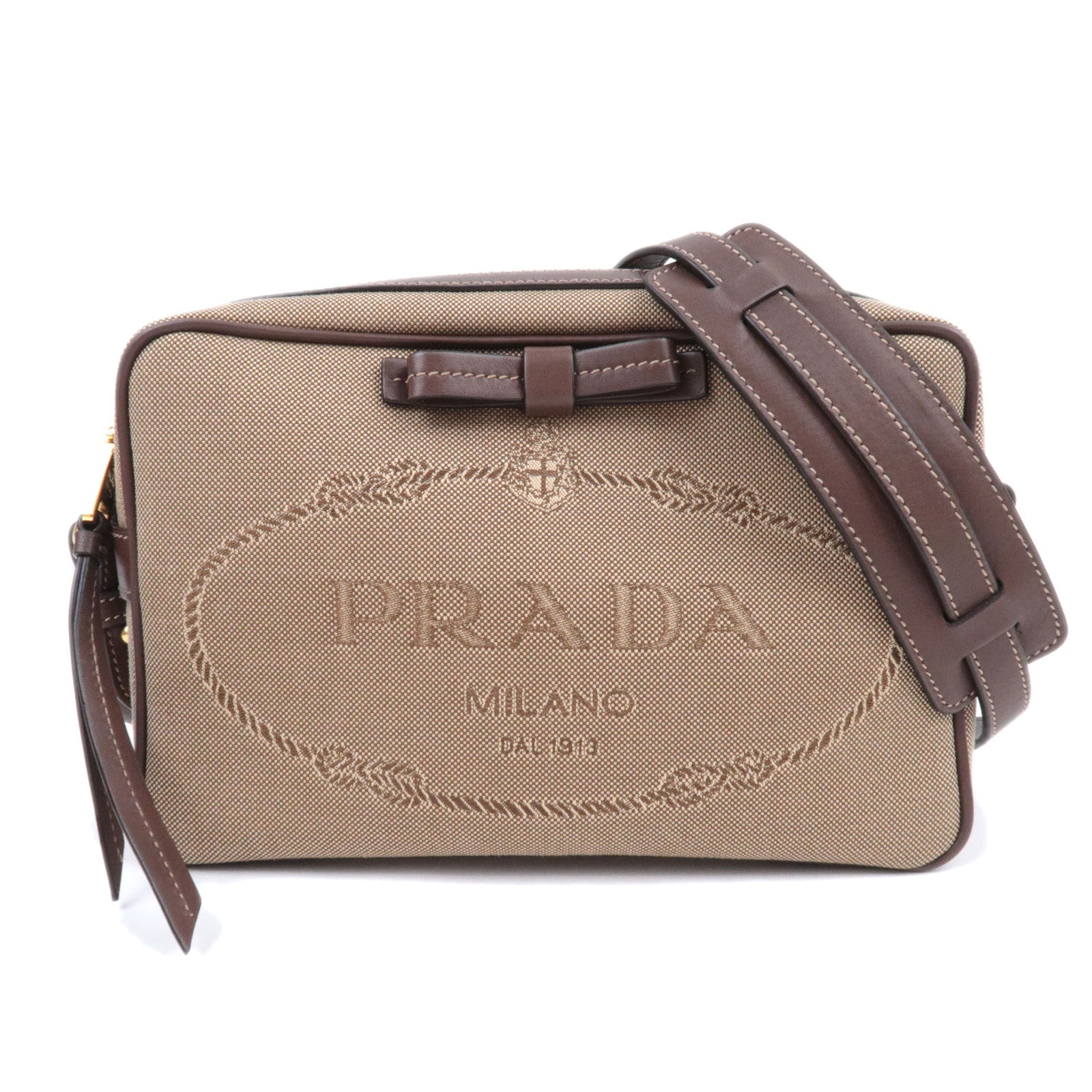 PRADA Logo Jacquard Shoulder Bag Beige90148