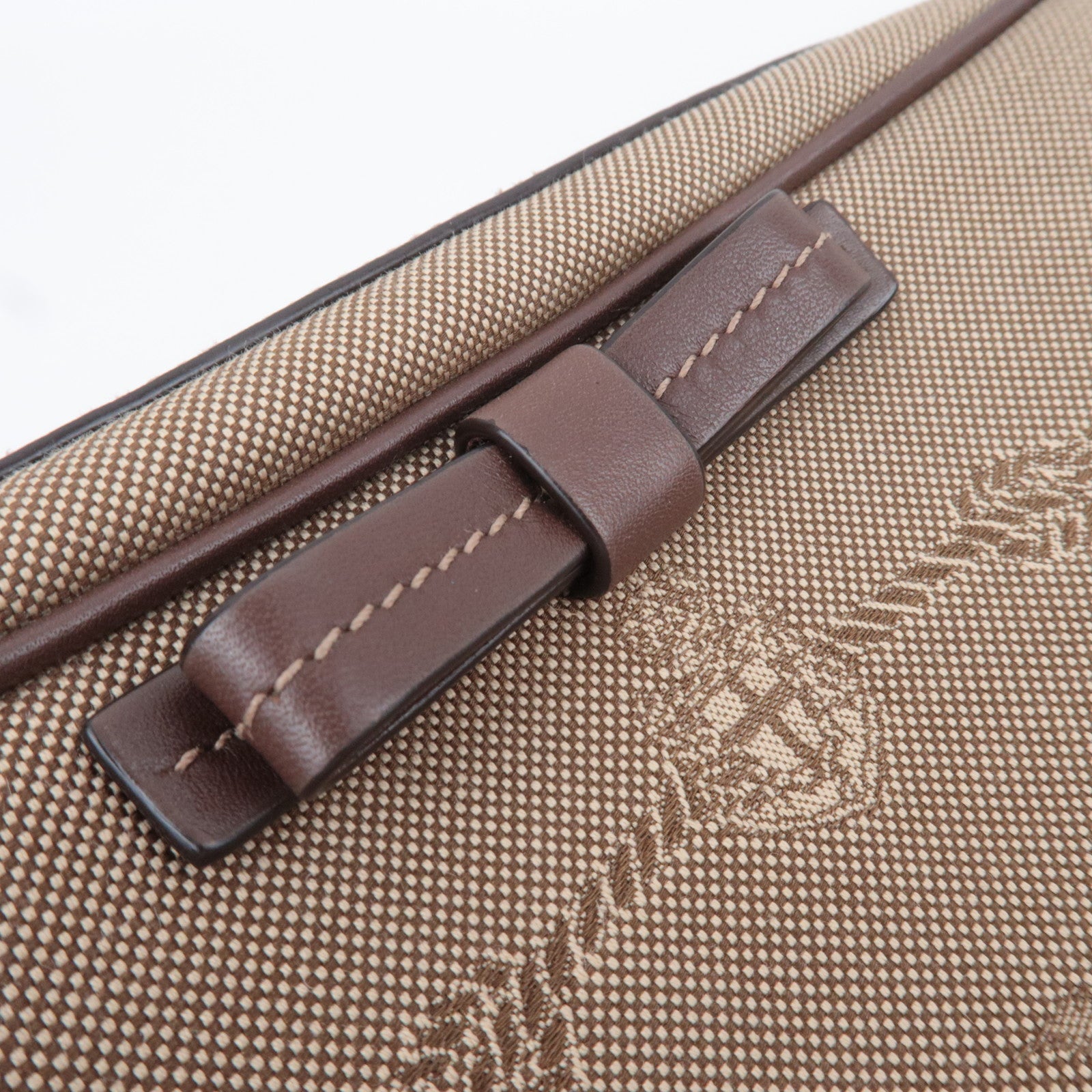 PRADA Logo Jacquard Shoulder Bag Beige