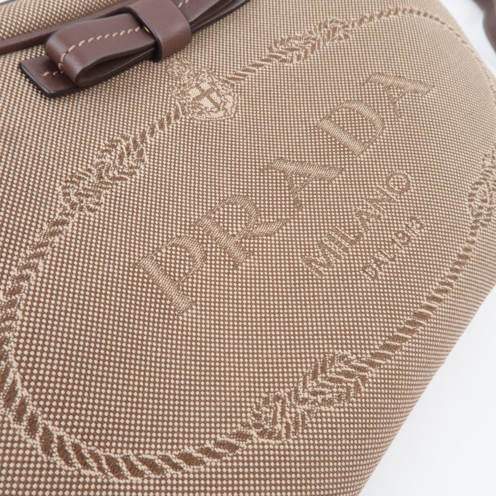 PRADA Logo Jacquard Shoulder Bag Beige
