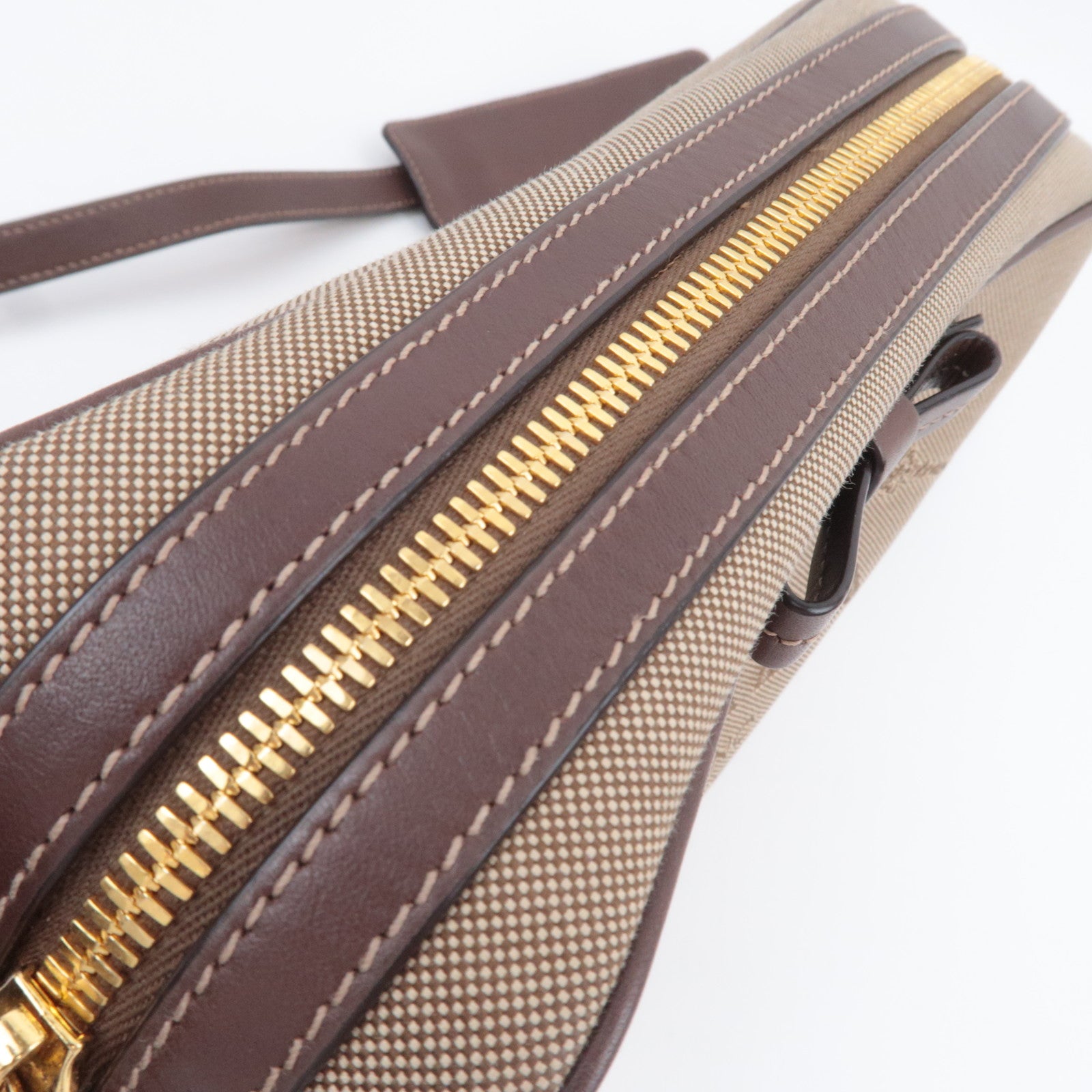 PRADA Logo Jacquard Shoulder Bag Beige